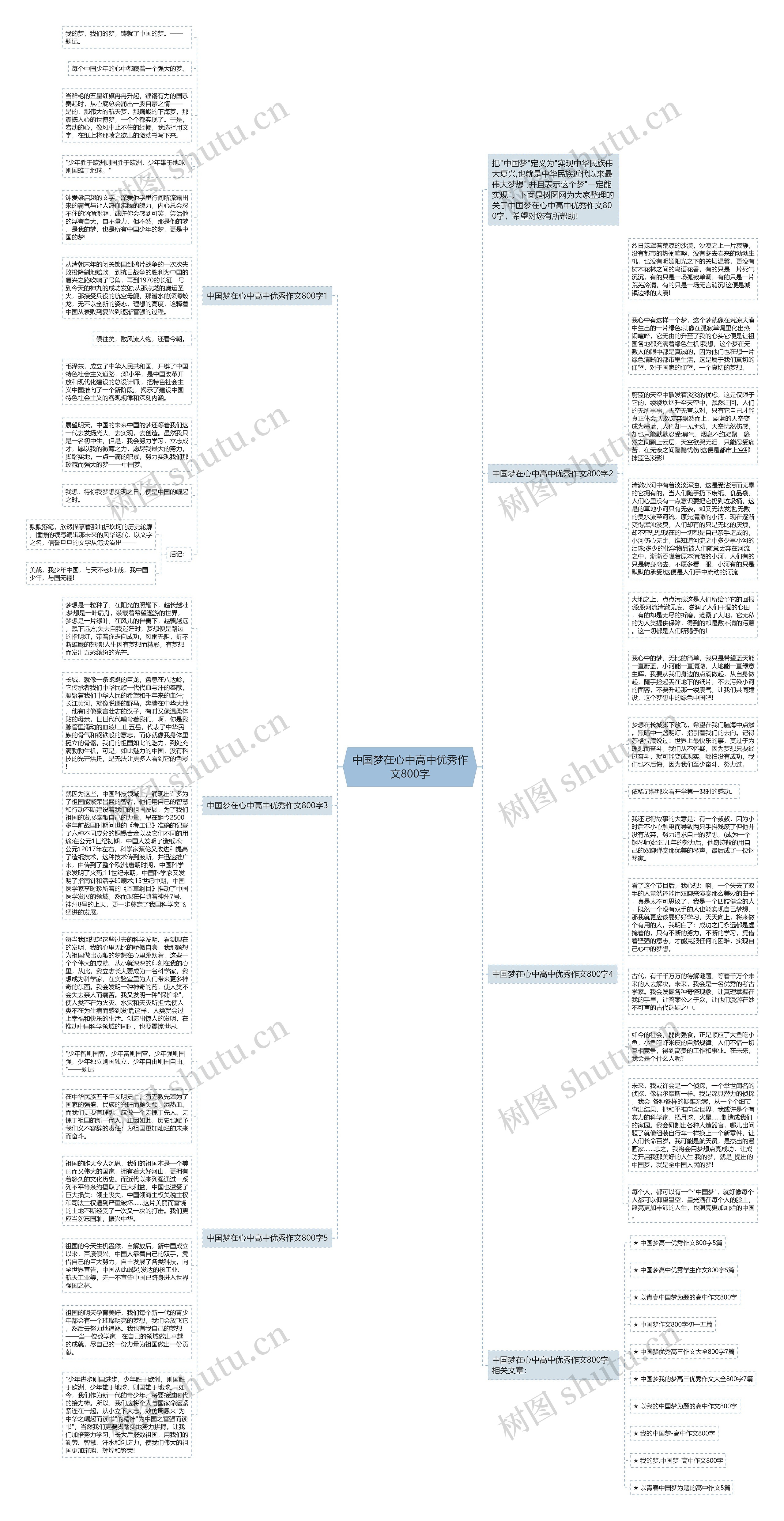 中国梦在心中高中优秀作文800字思维导图