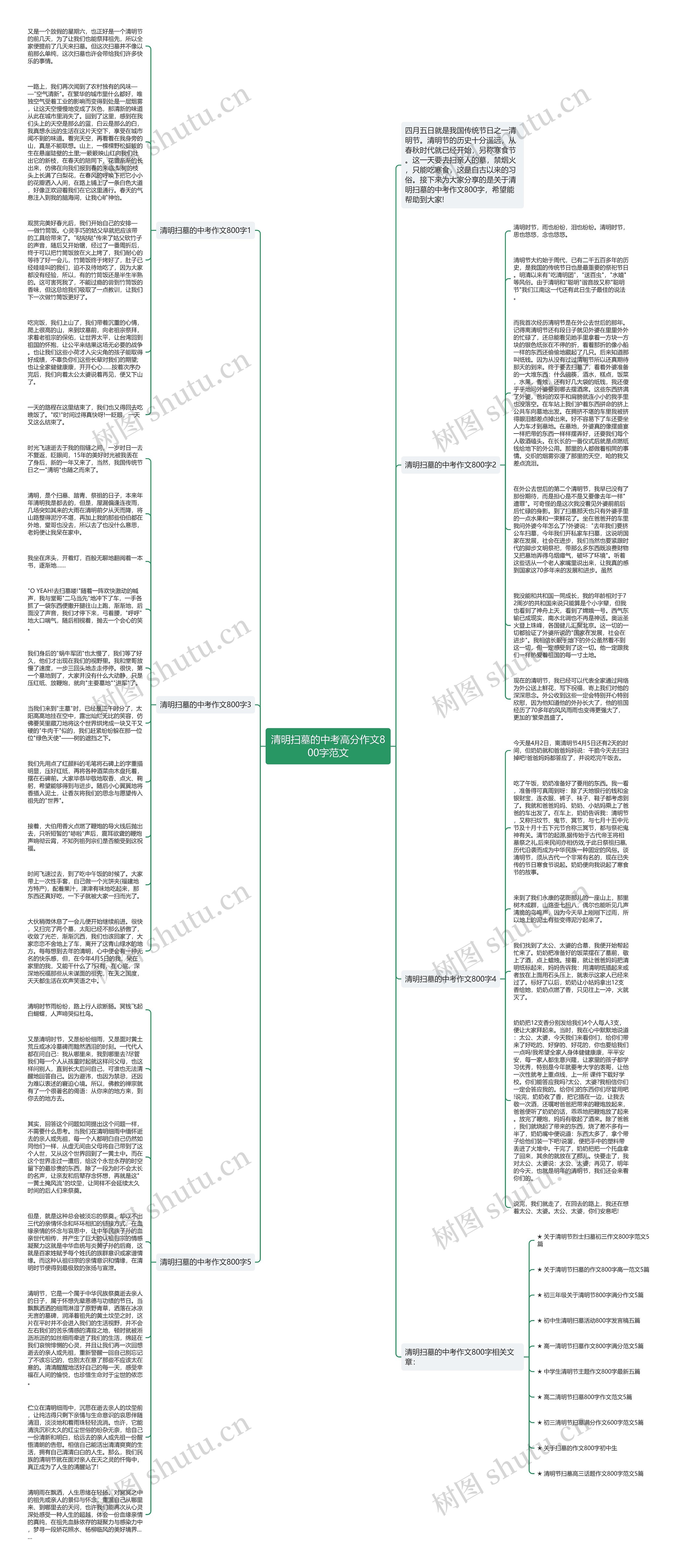 清明扫墓的中考高分作文800字范文思维导图
