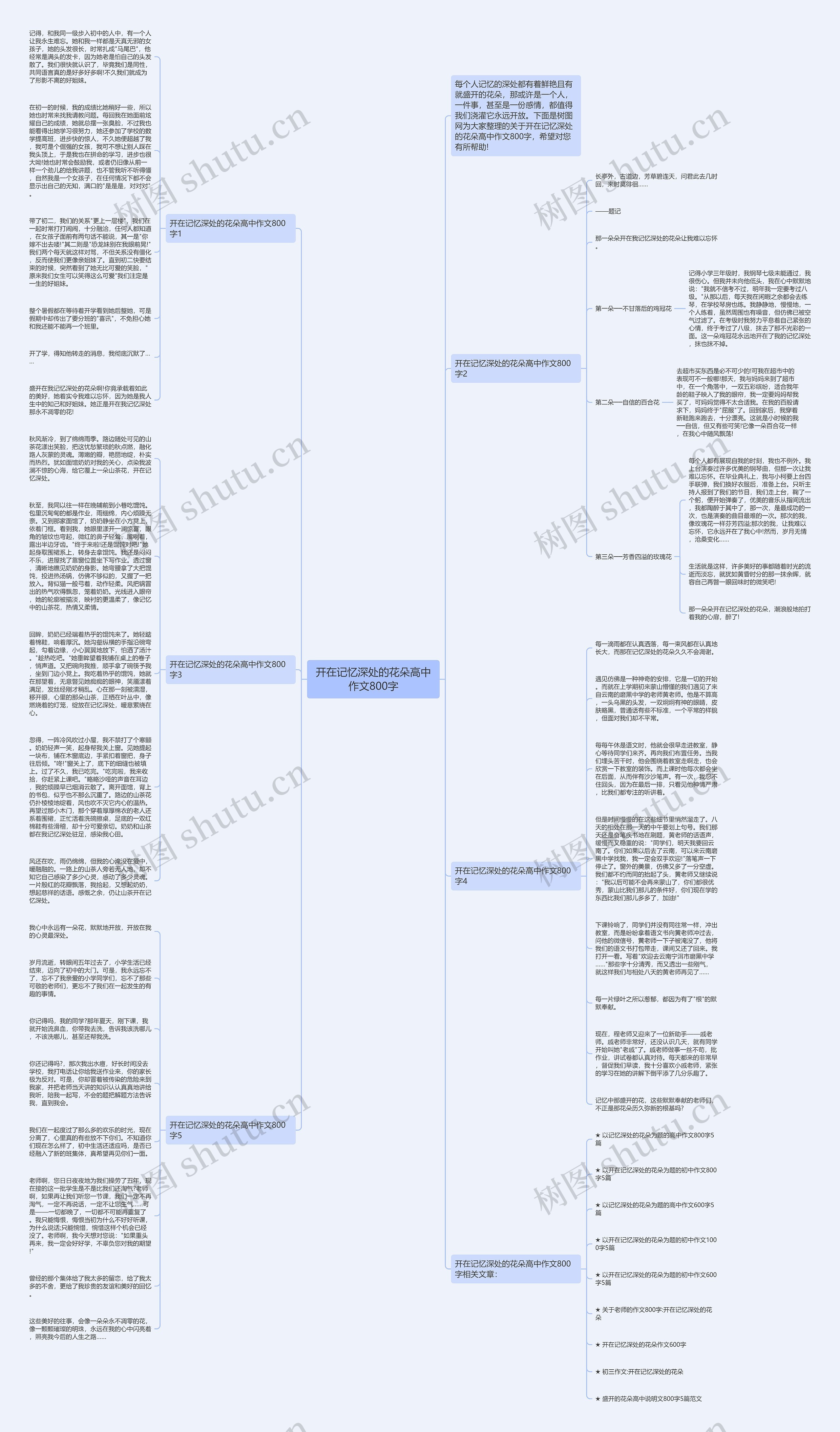 开在记忆深处的花朵高中作文800字思维导图
