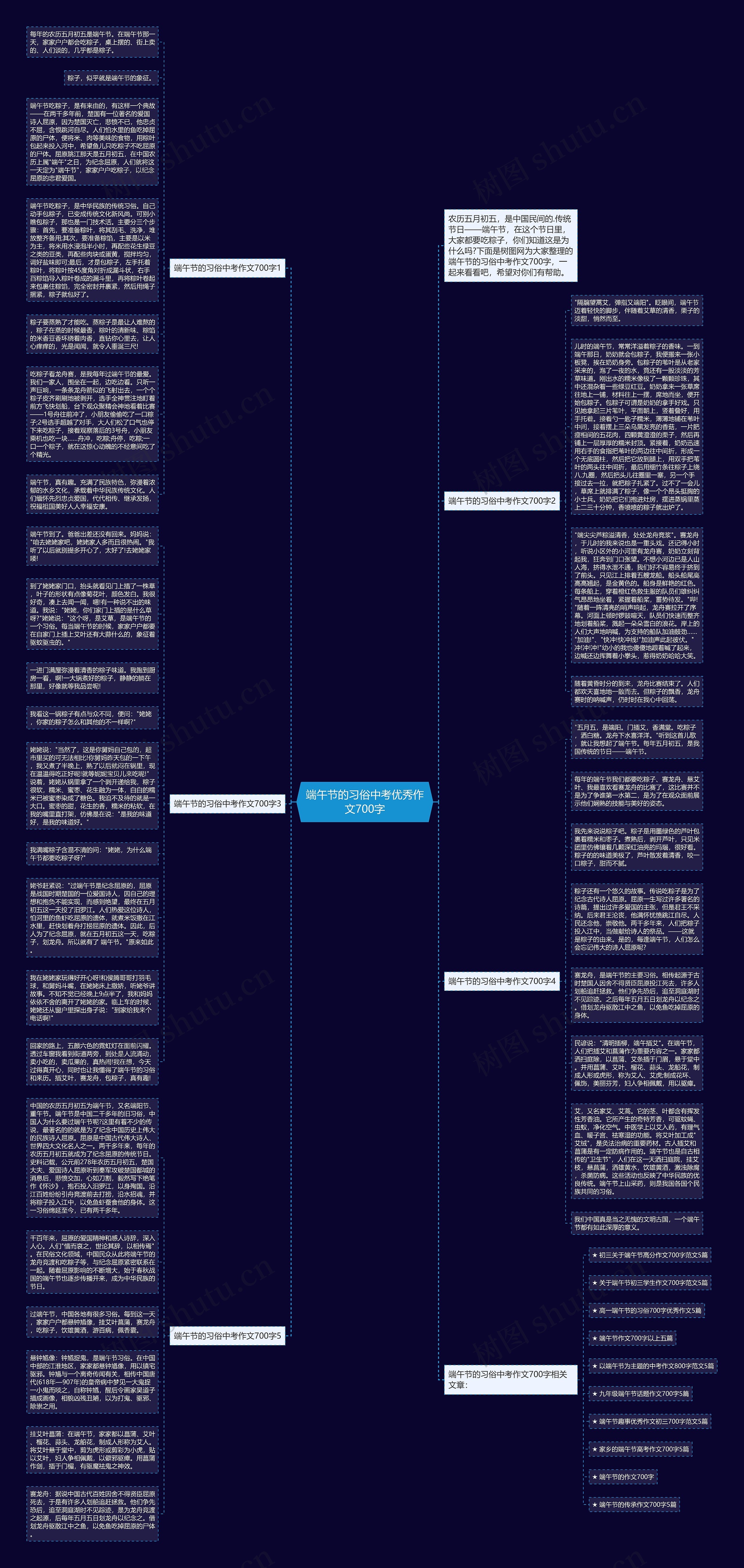 端午节的习俗中考优秀作文700字思维导图