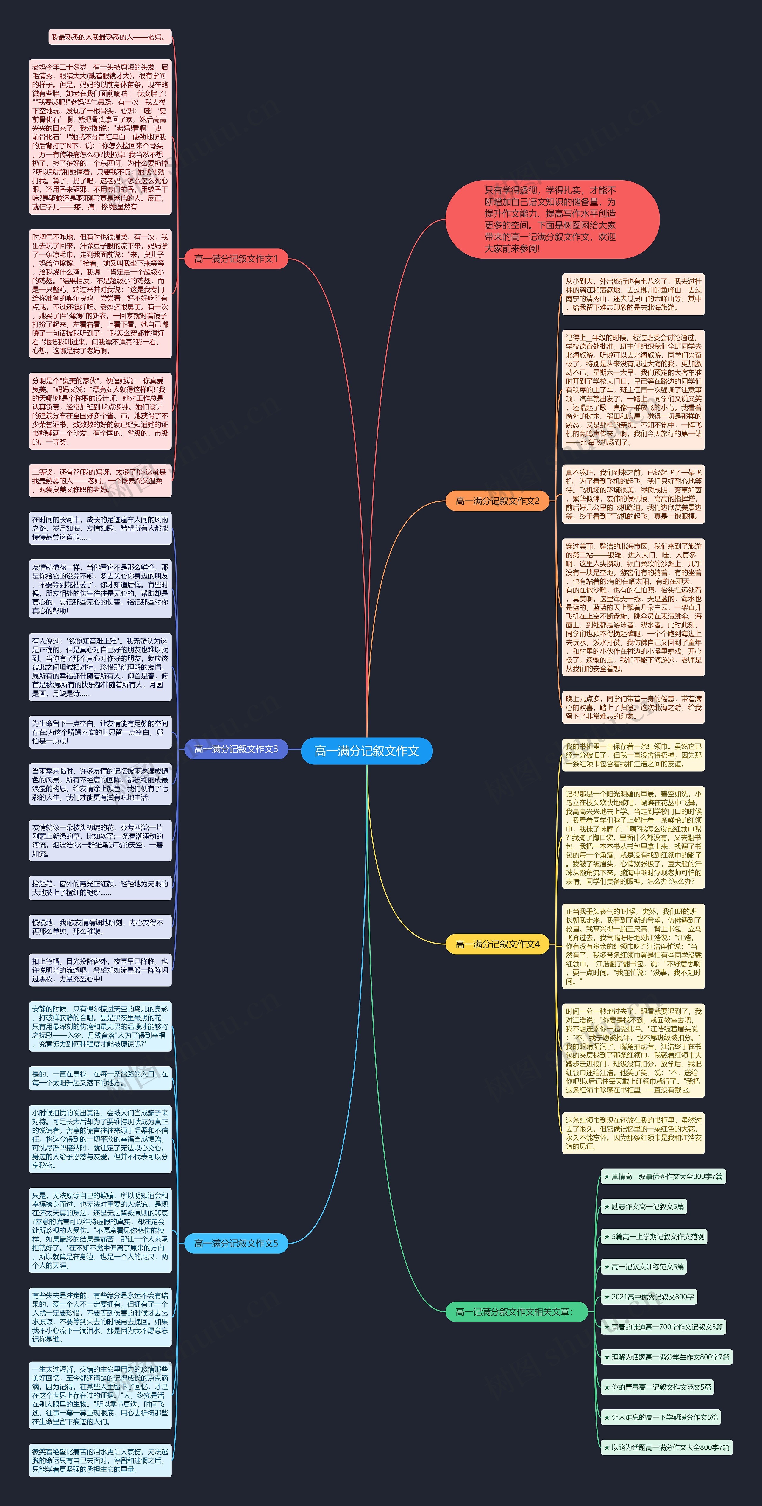 高一满分记叙文作文思维导图