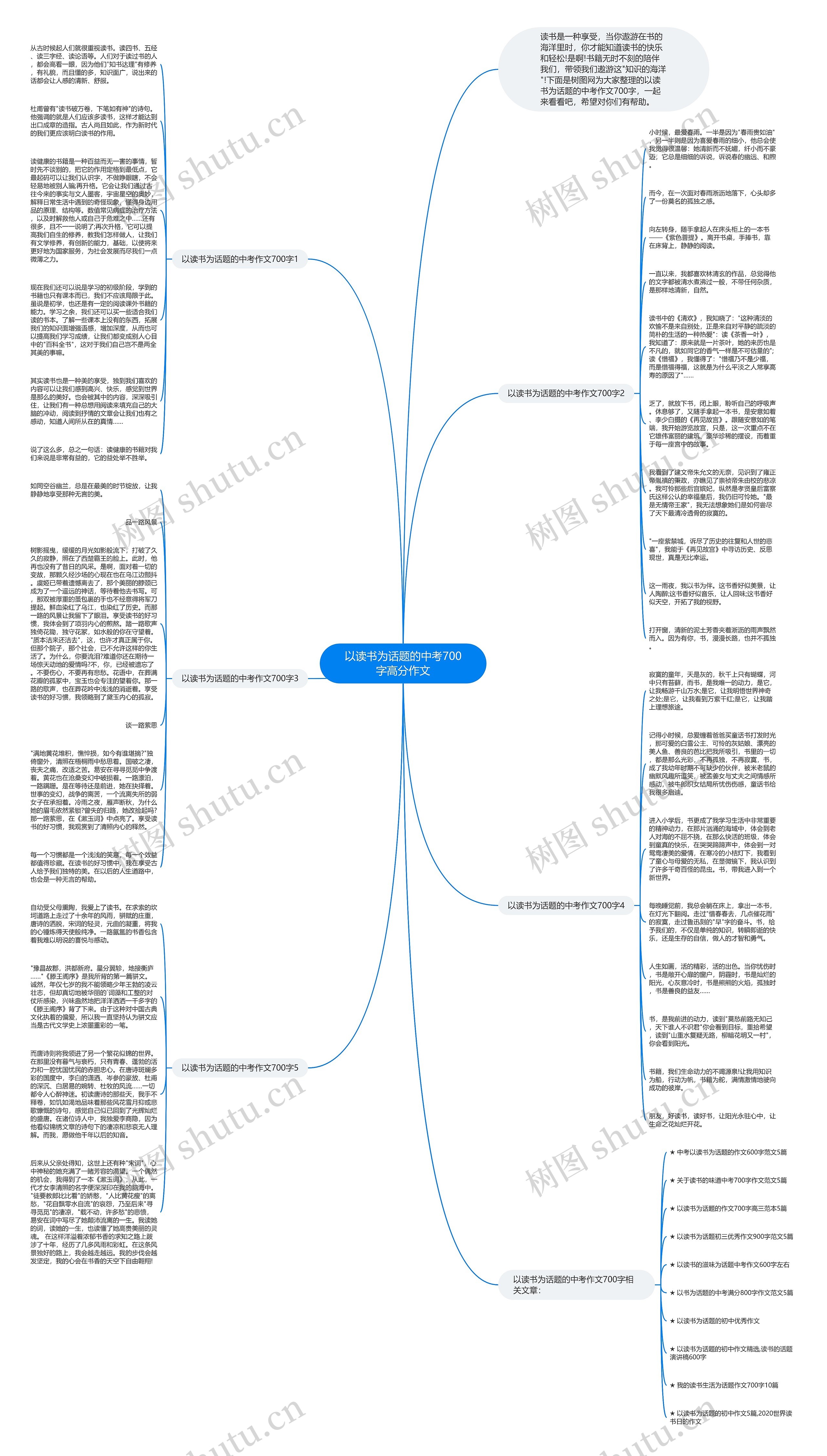 以读书为话题的中考700字高分作文思维导图