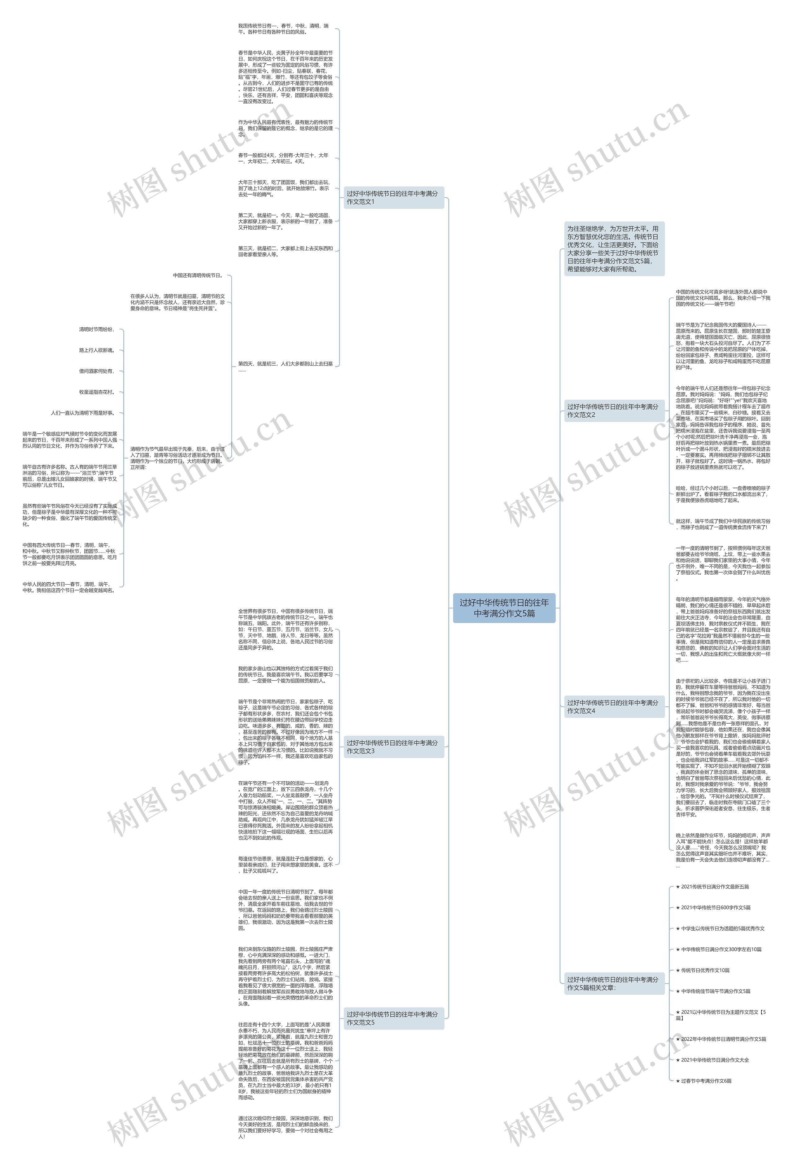 过好中华传统节日的往年中考满分作文5篇思维导图