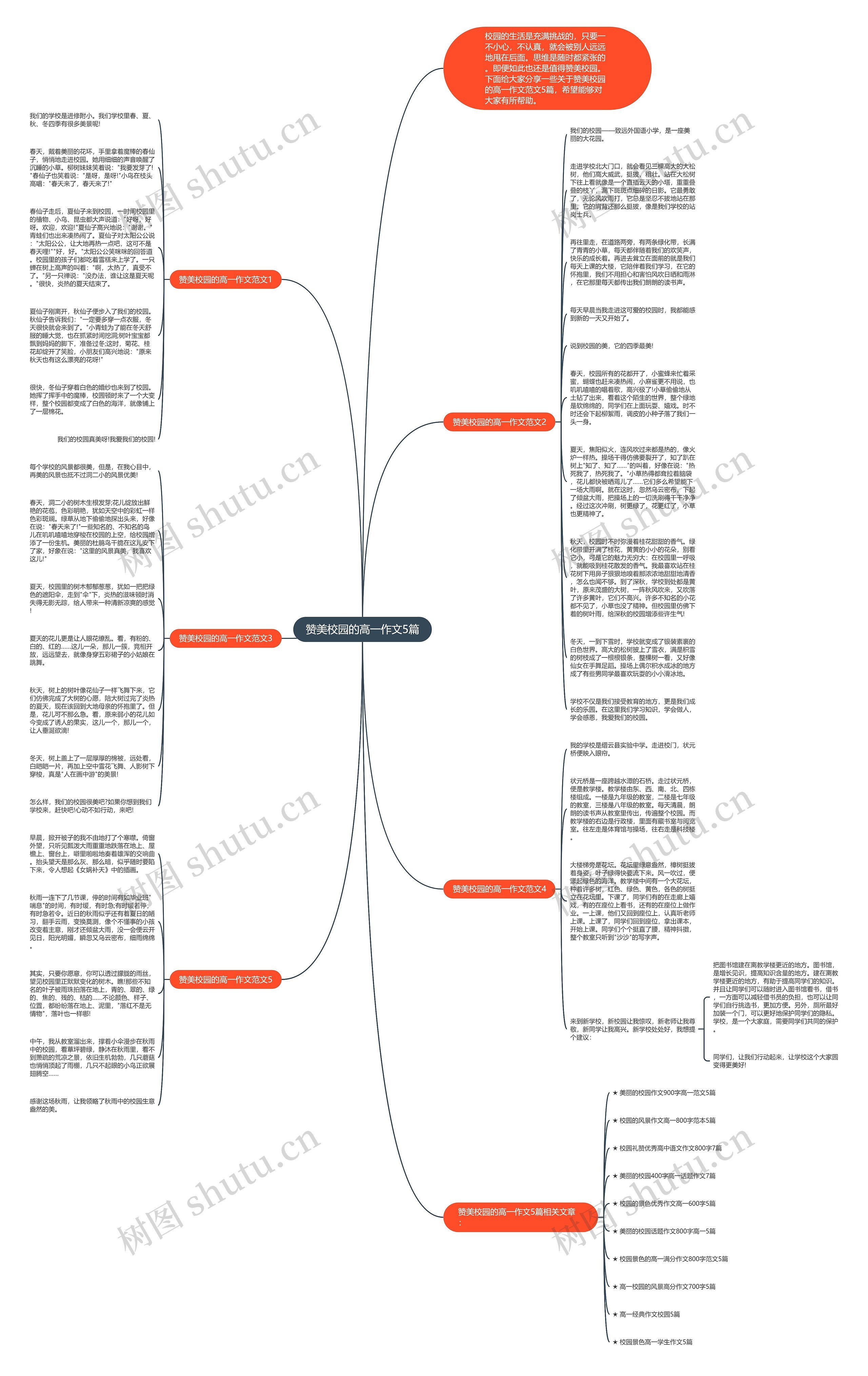 赞美校园的高一作文5篇思维导图