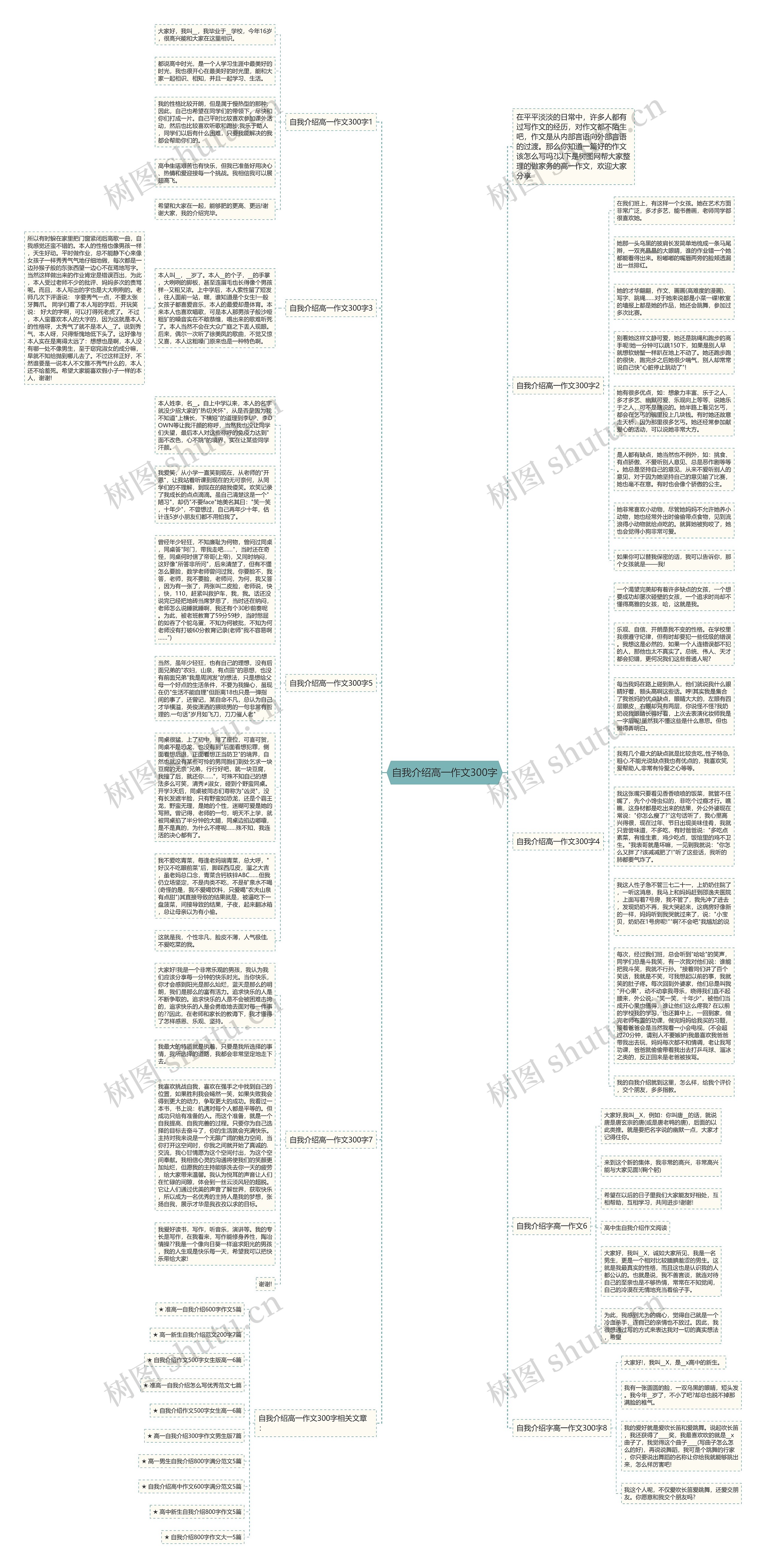 自我介绍高一作文300字思维导图