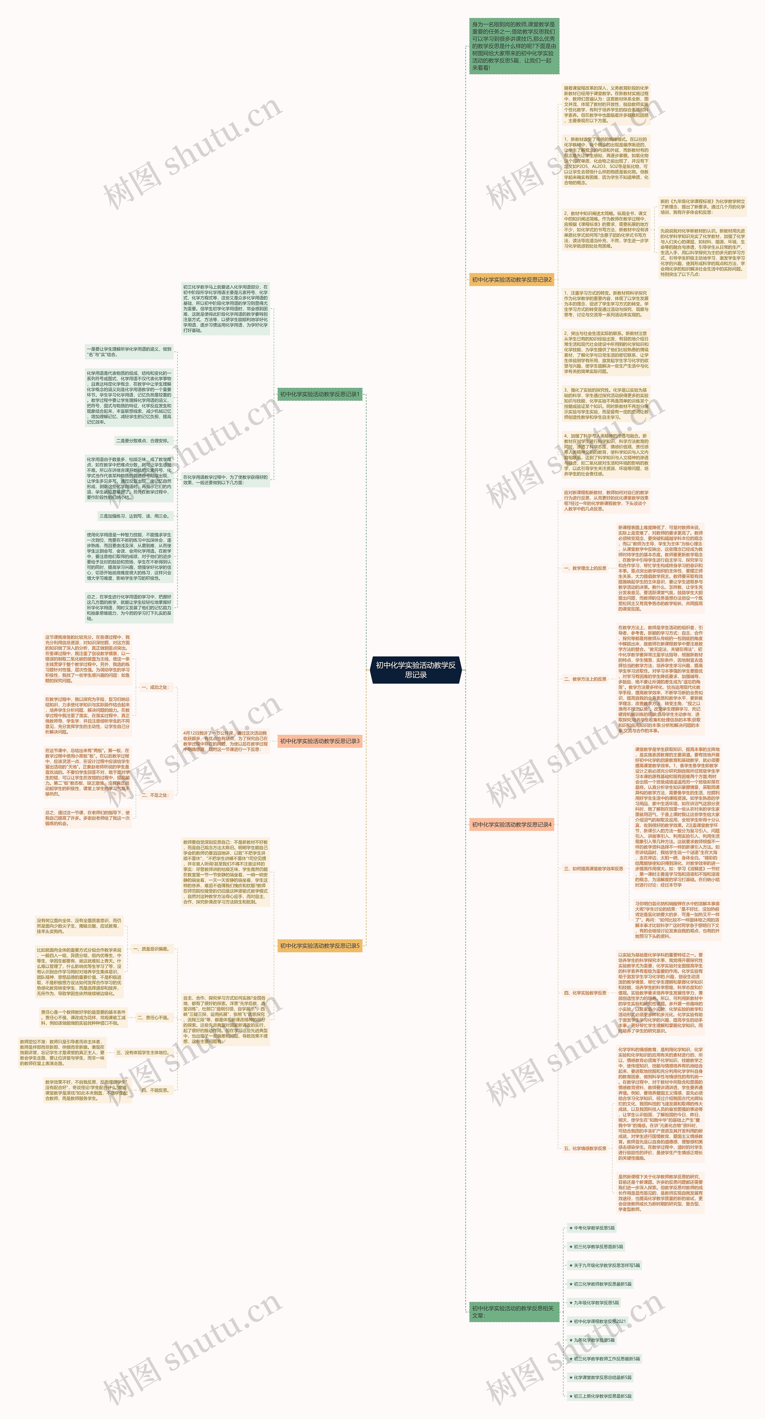 初中化学实验活动教学反思记录思维导图