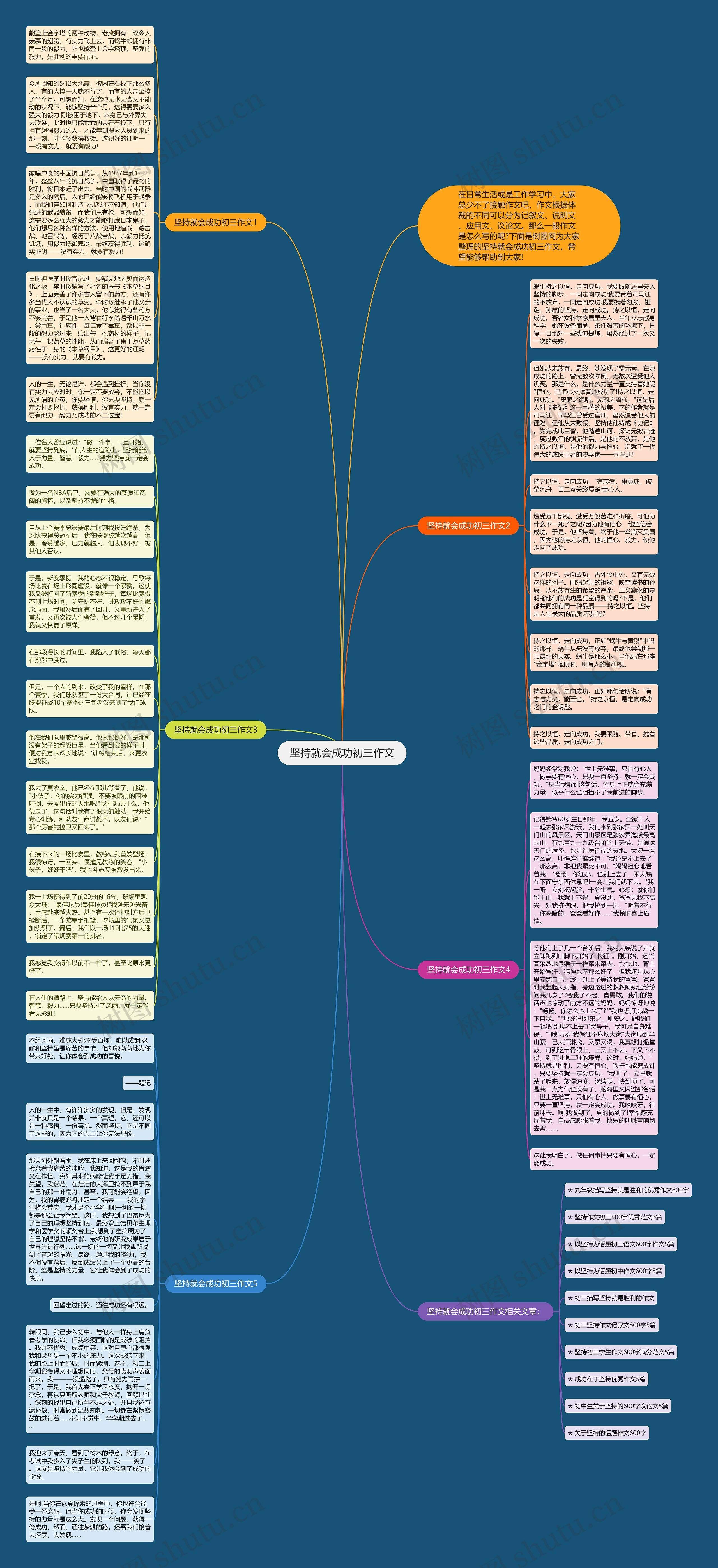 坚持就会成功初三作文思维导图