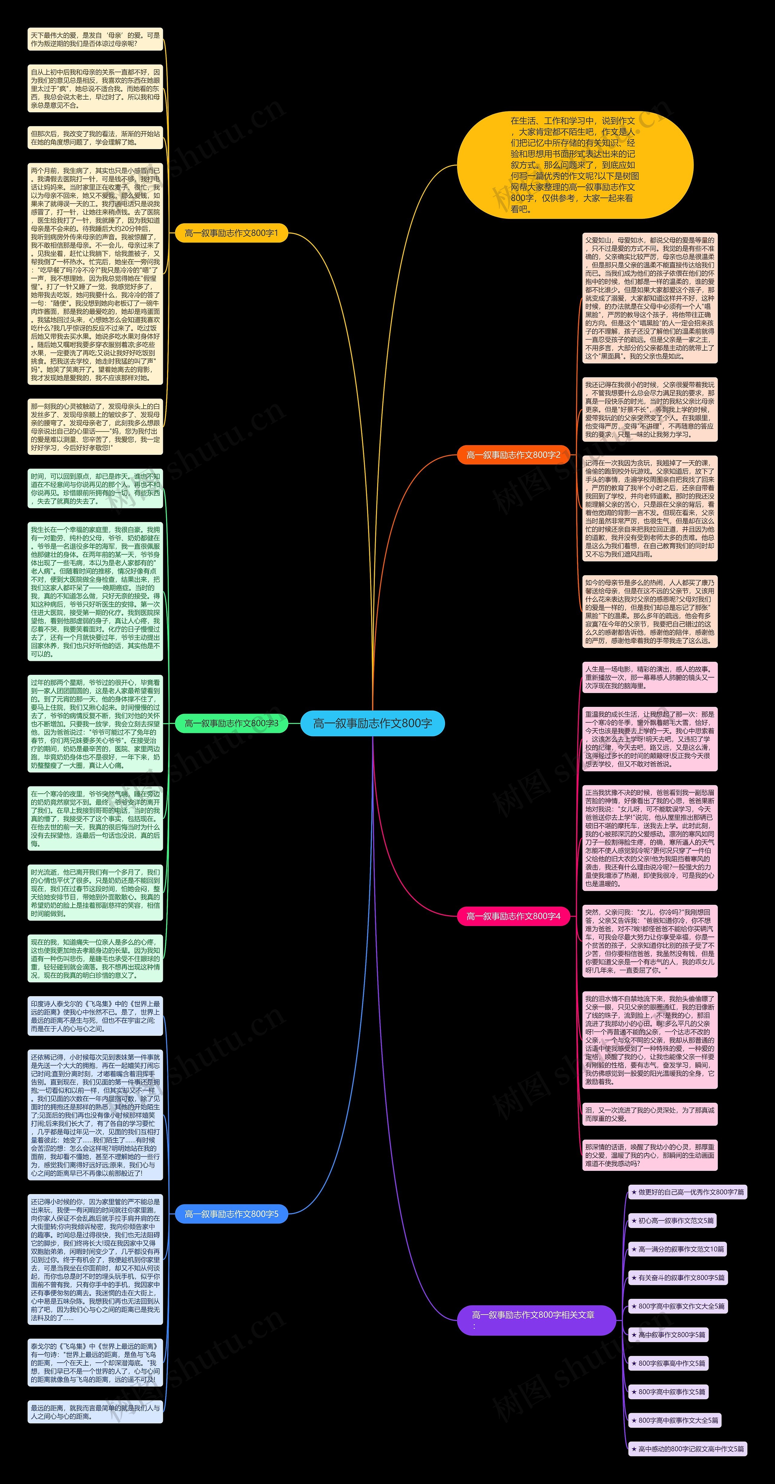 高一叙事励志作文800字思维导图