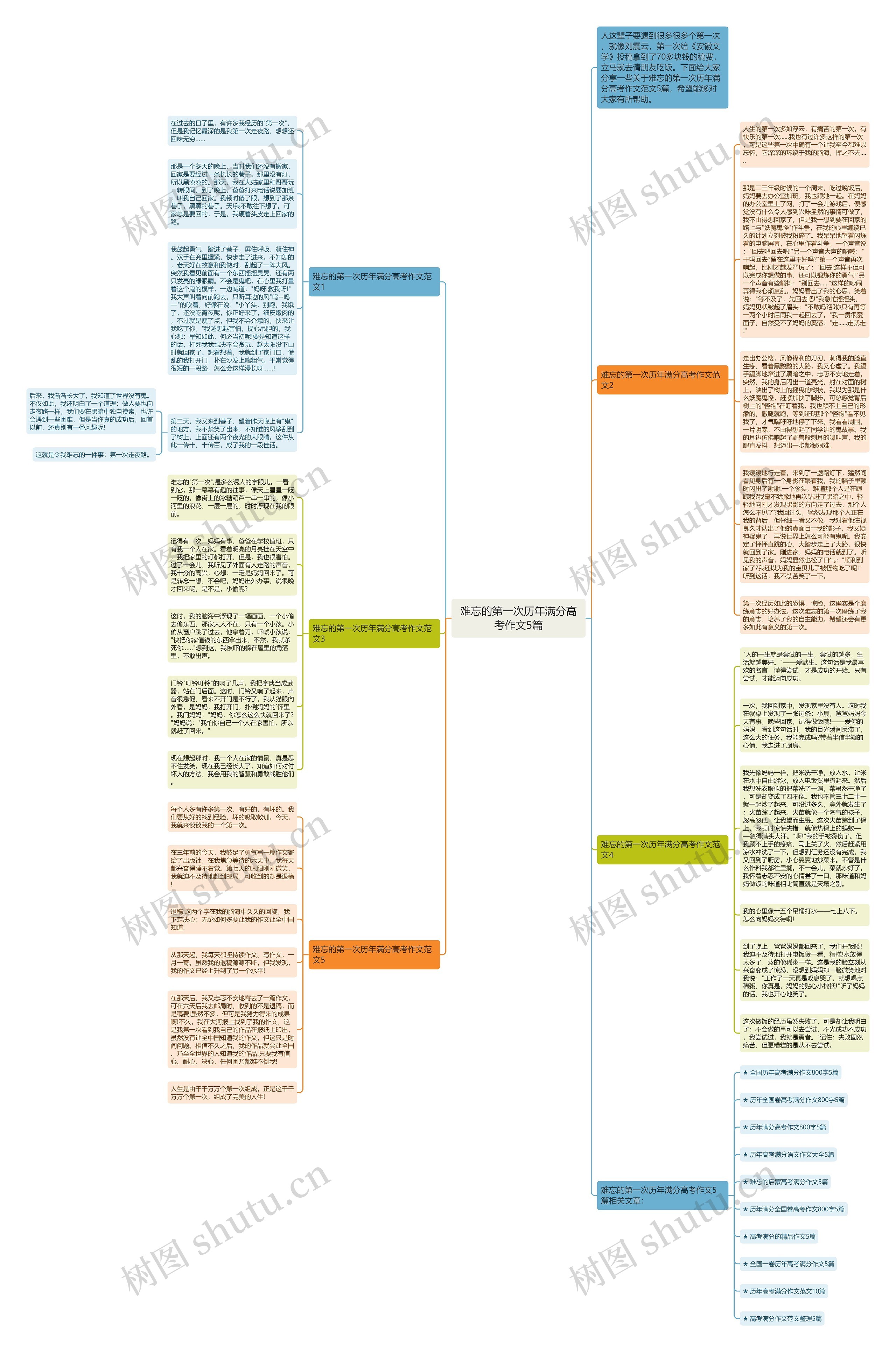 难忘的第一次历年满分高考作文5篇思维导图