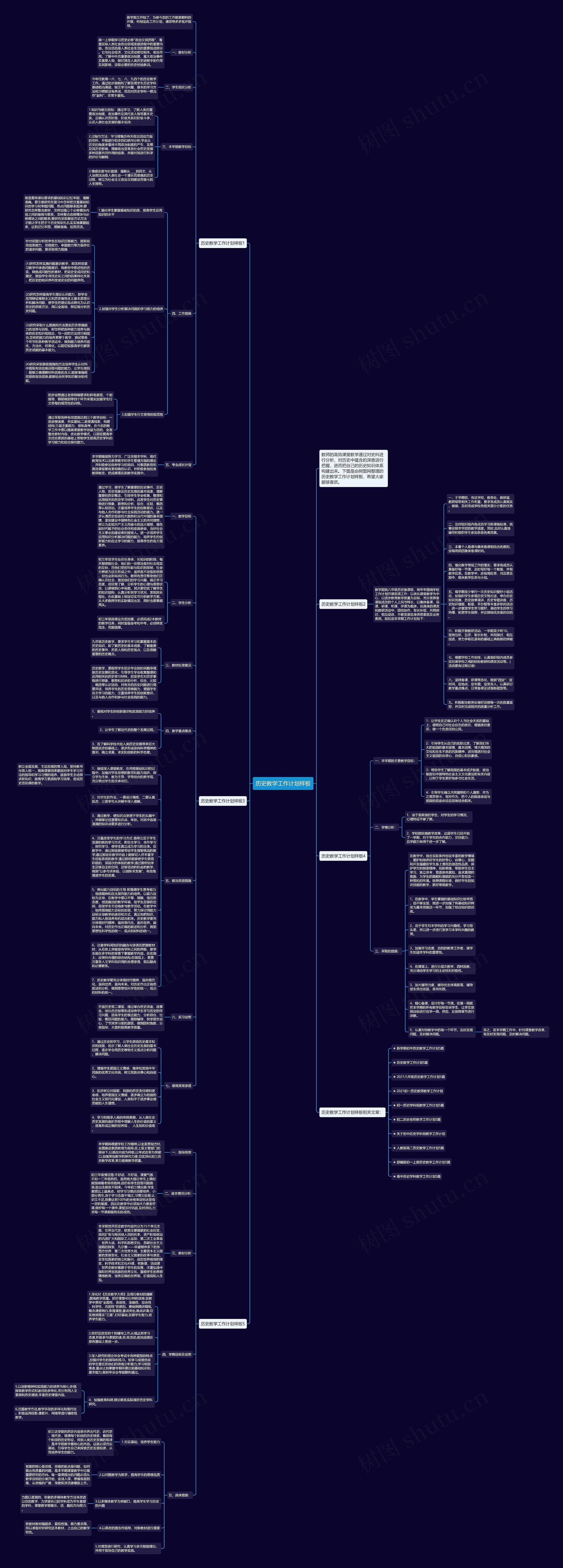 历史教学工作计划样板思维导图