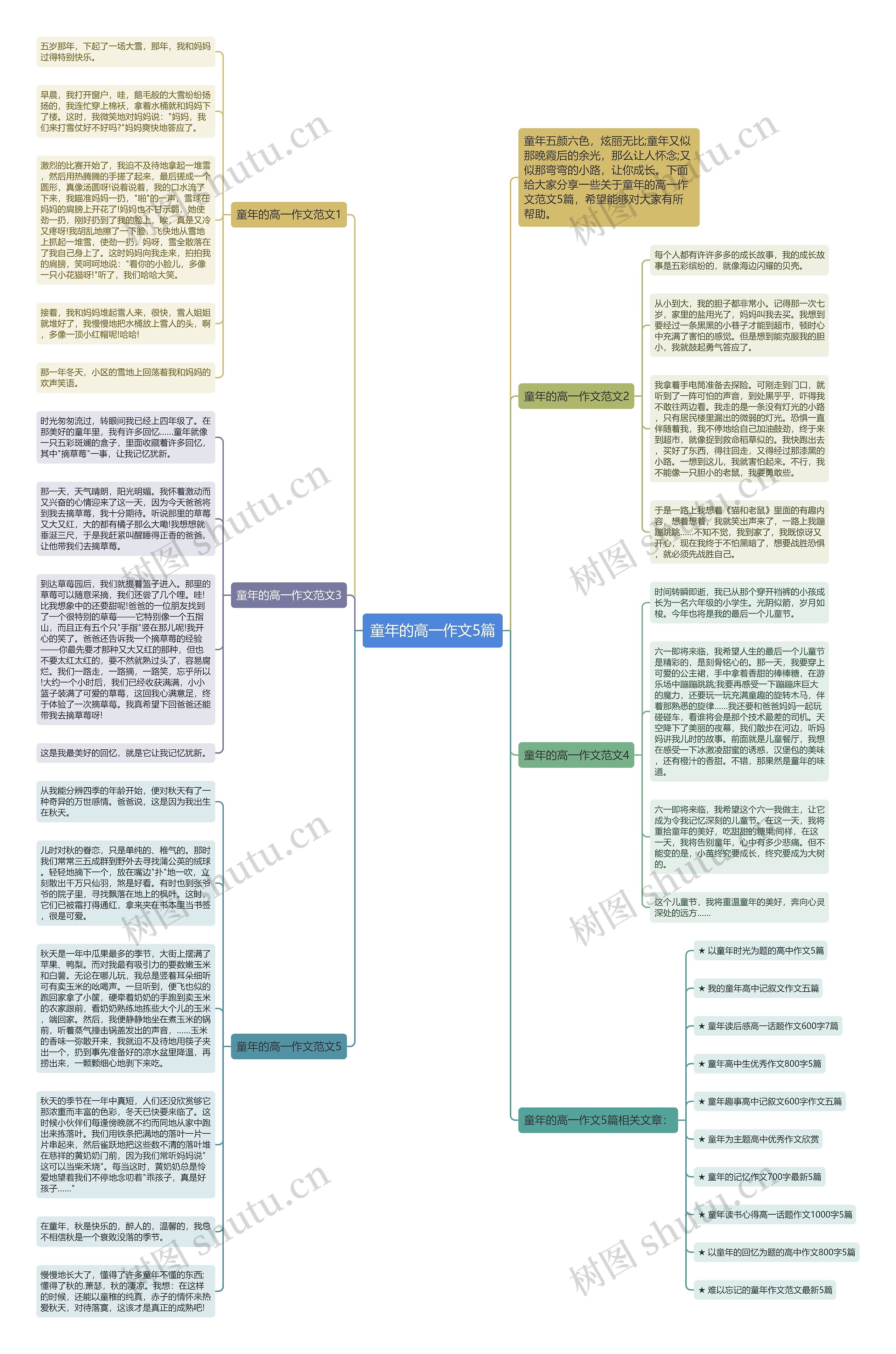 童年的高一作文5篇思维导图