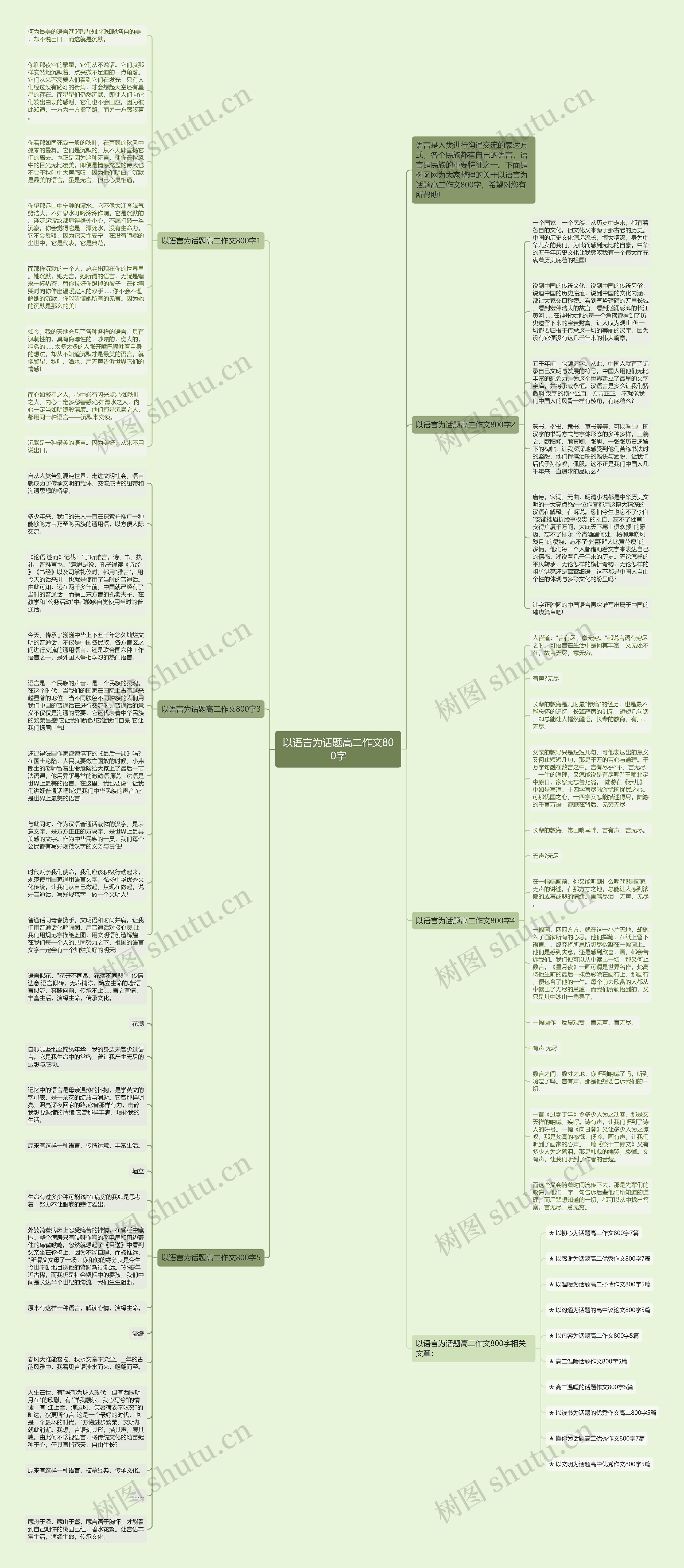 以语言为话题高二作文800字思维导图