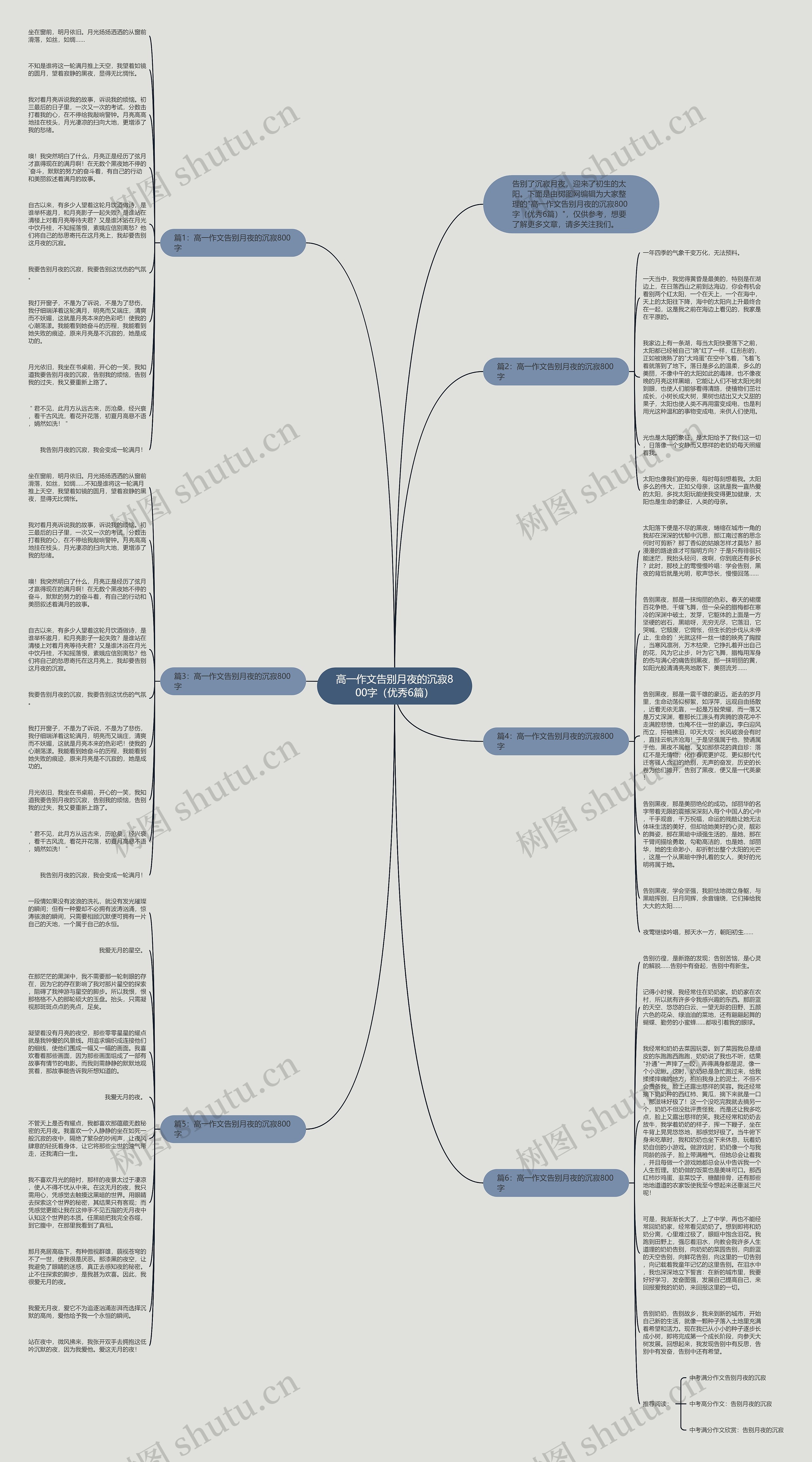 高一作文告别月夜的沉寂800字（优秀6篇）思维导图