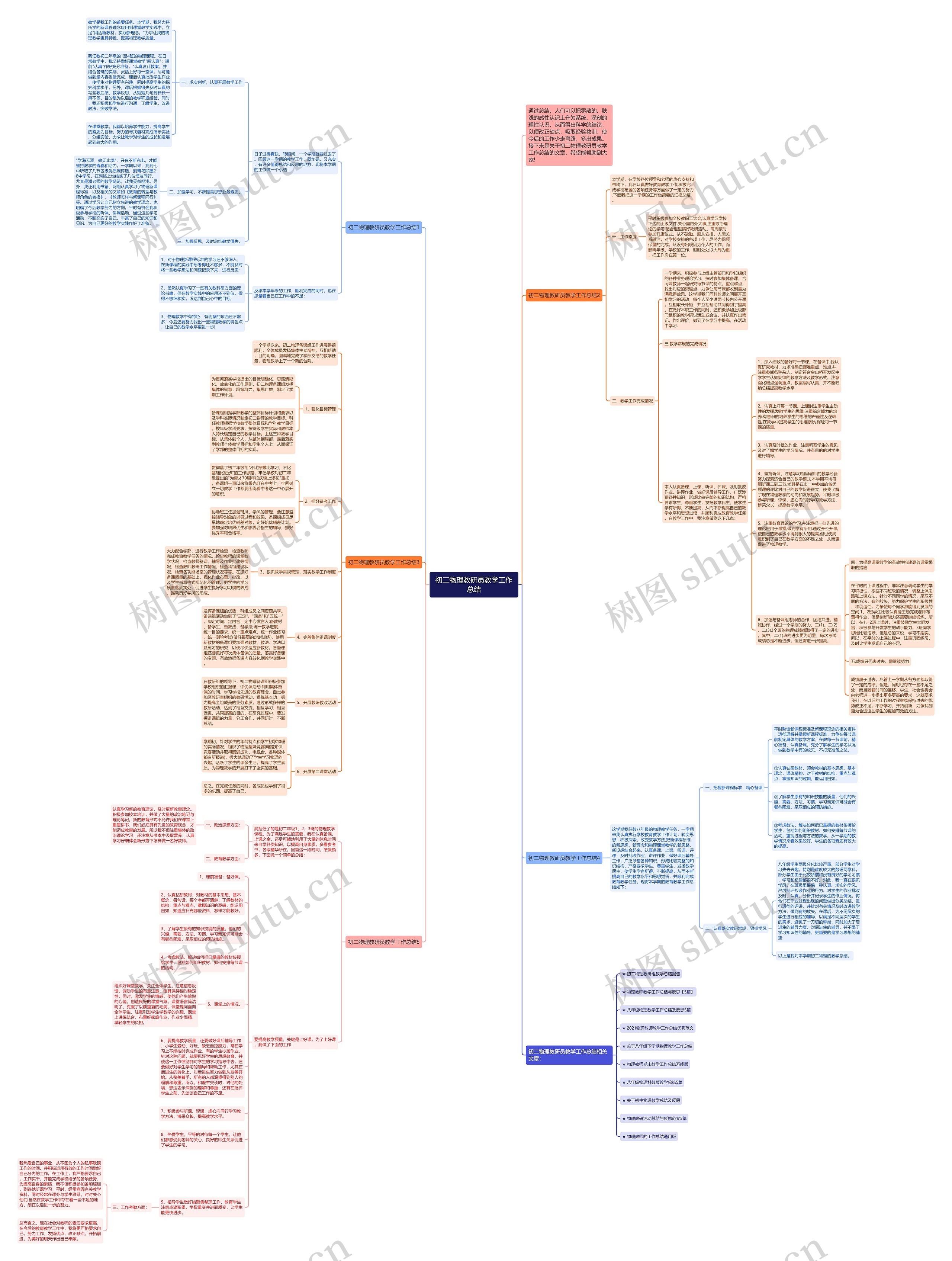 初二物理教研员教学工作总结思维导图