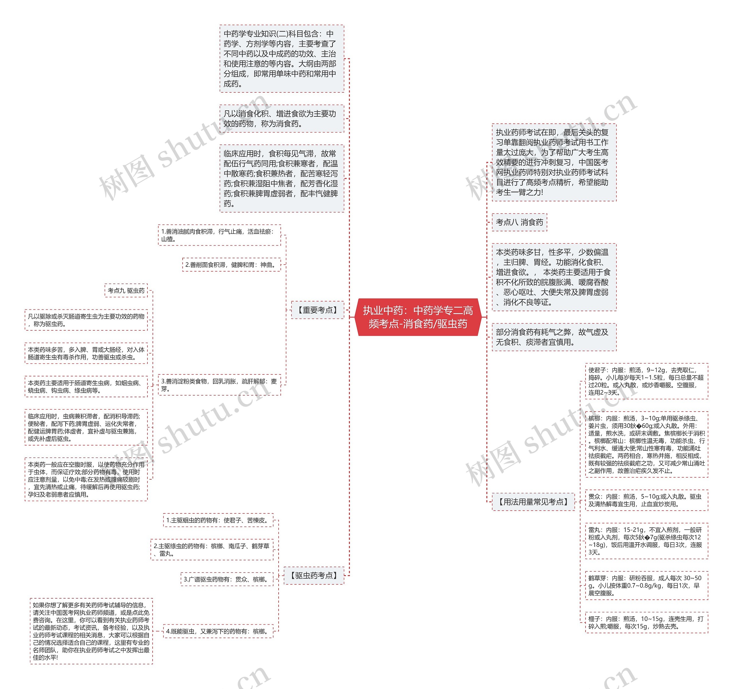 执业中药：中药学专二高频考点-消食药/驱虫药思维导图