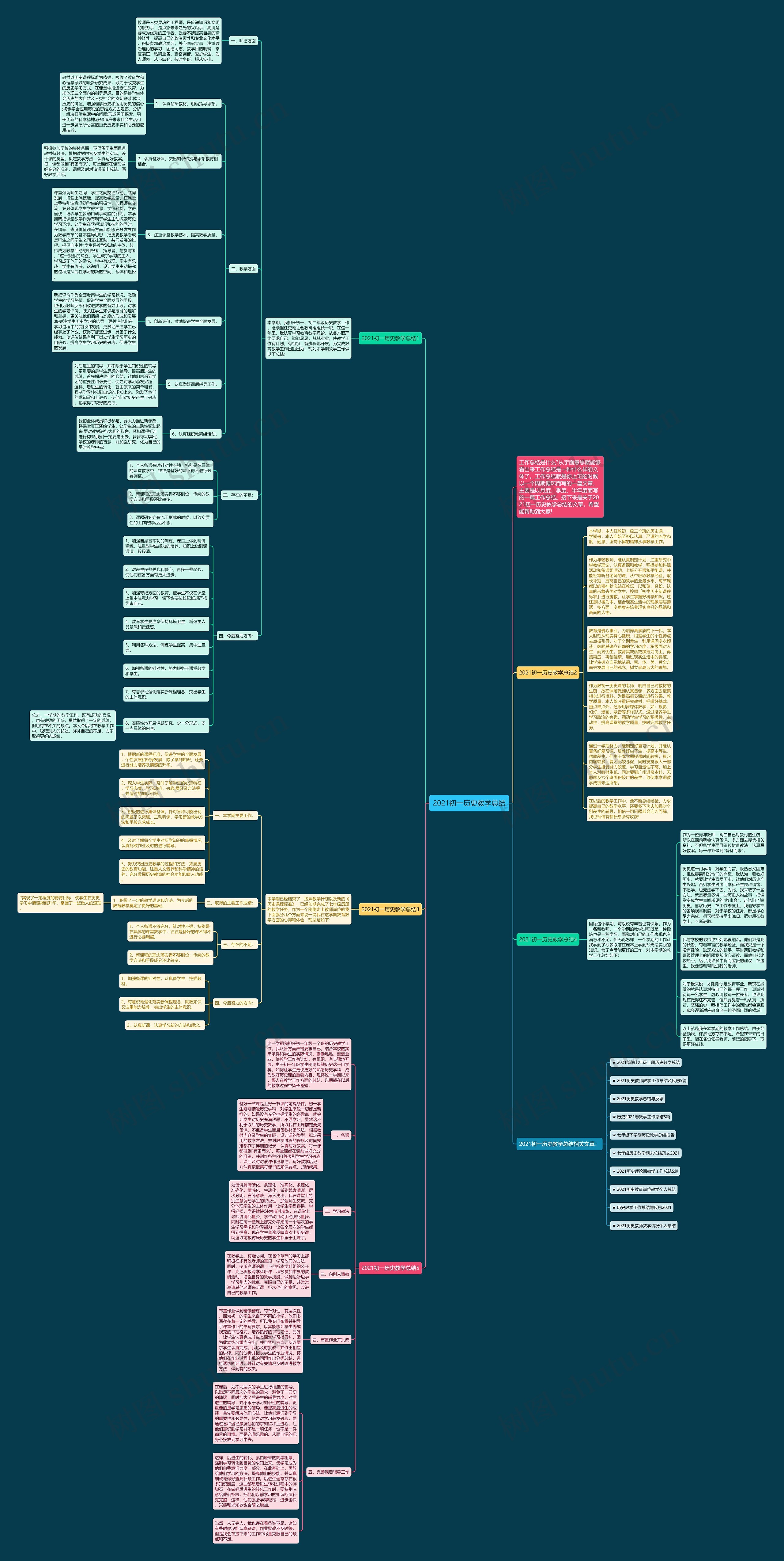 2021初一历史教学总结思维导图