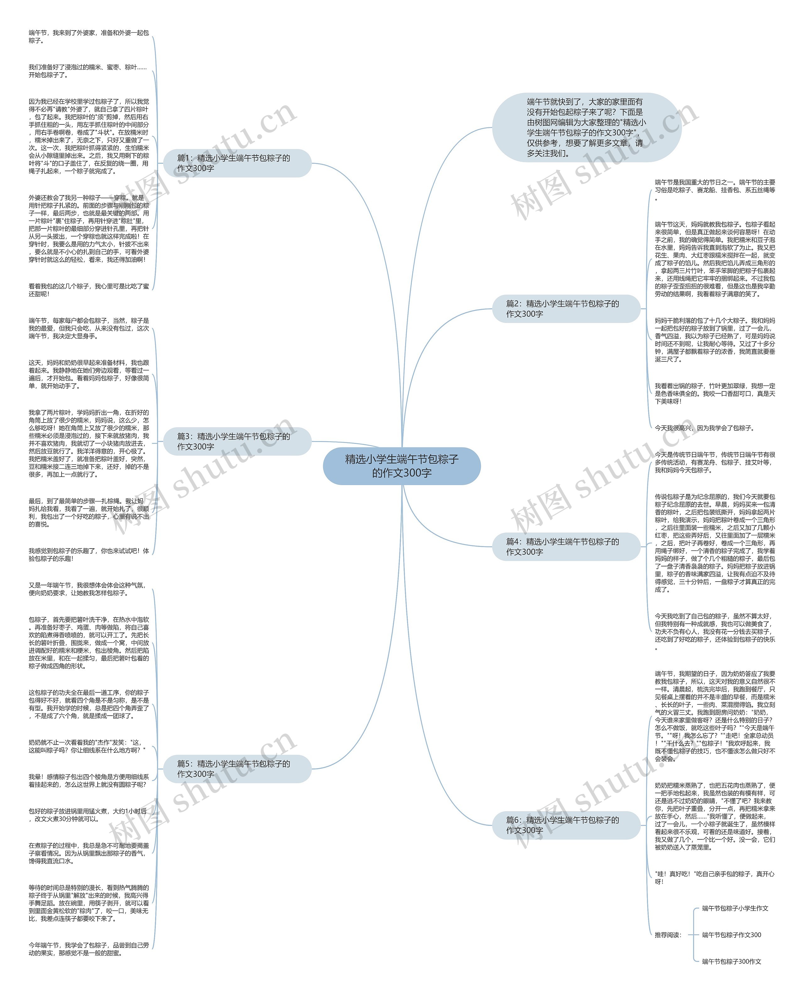 精选小学生端午节包粽子的作文300字思维导图