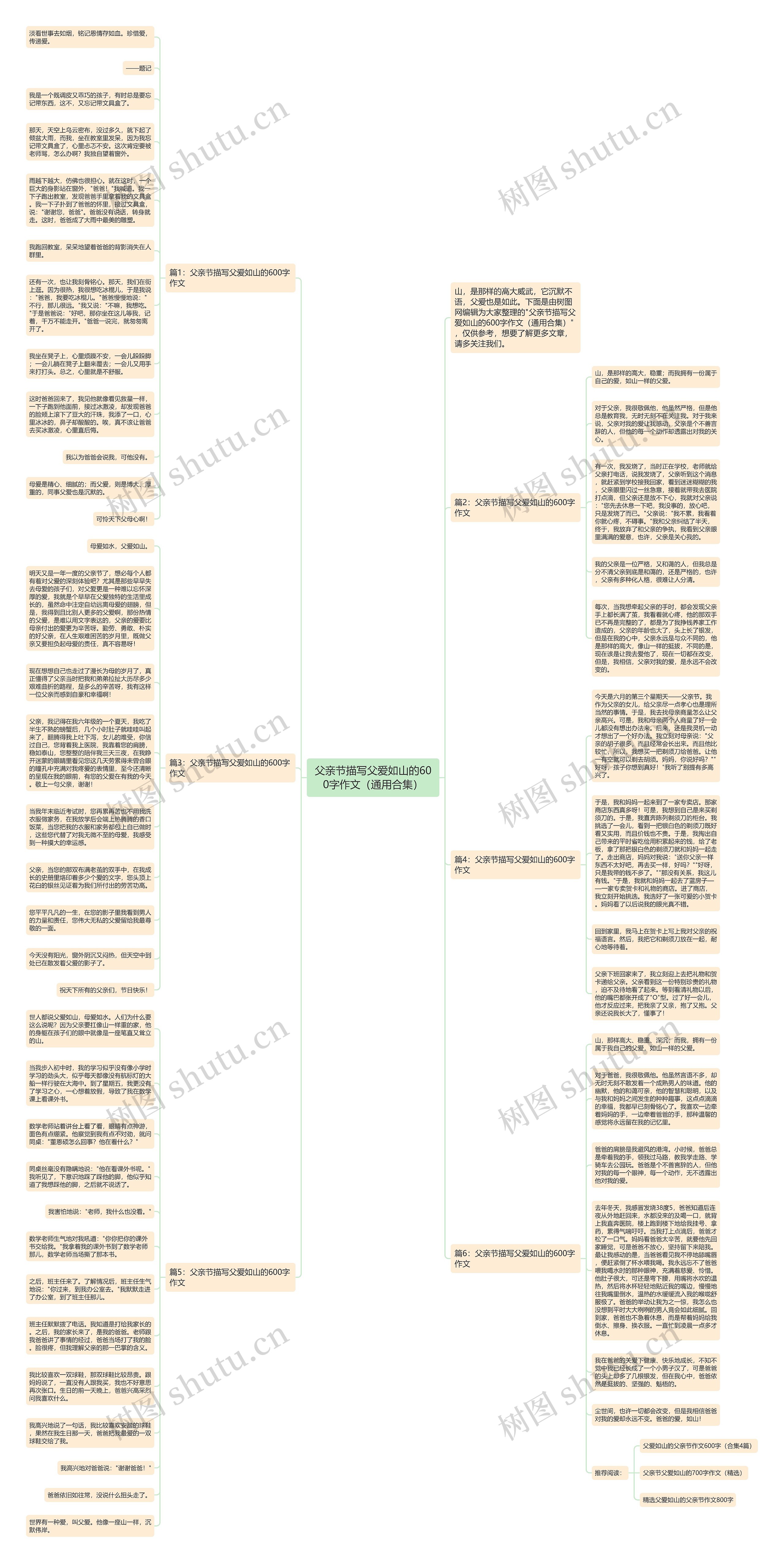 父亲节描写父爱如山的600字作文（通用合集）思维导图