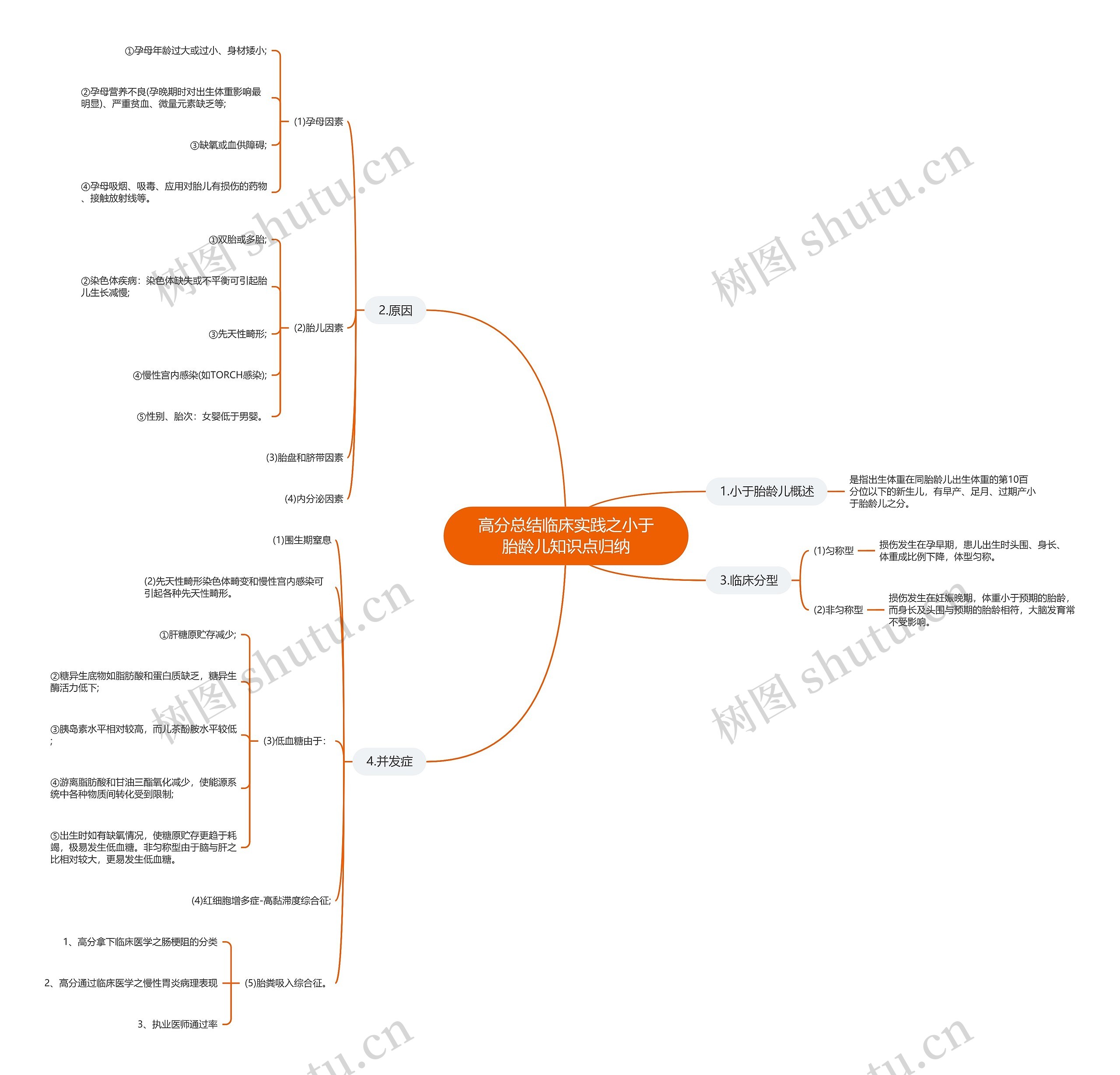 高分总结临床实践之小于胎龄儿知识点归纳思维导图