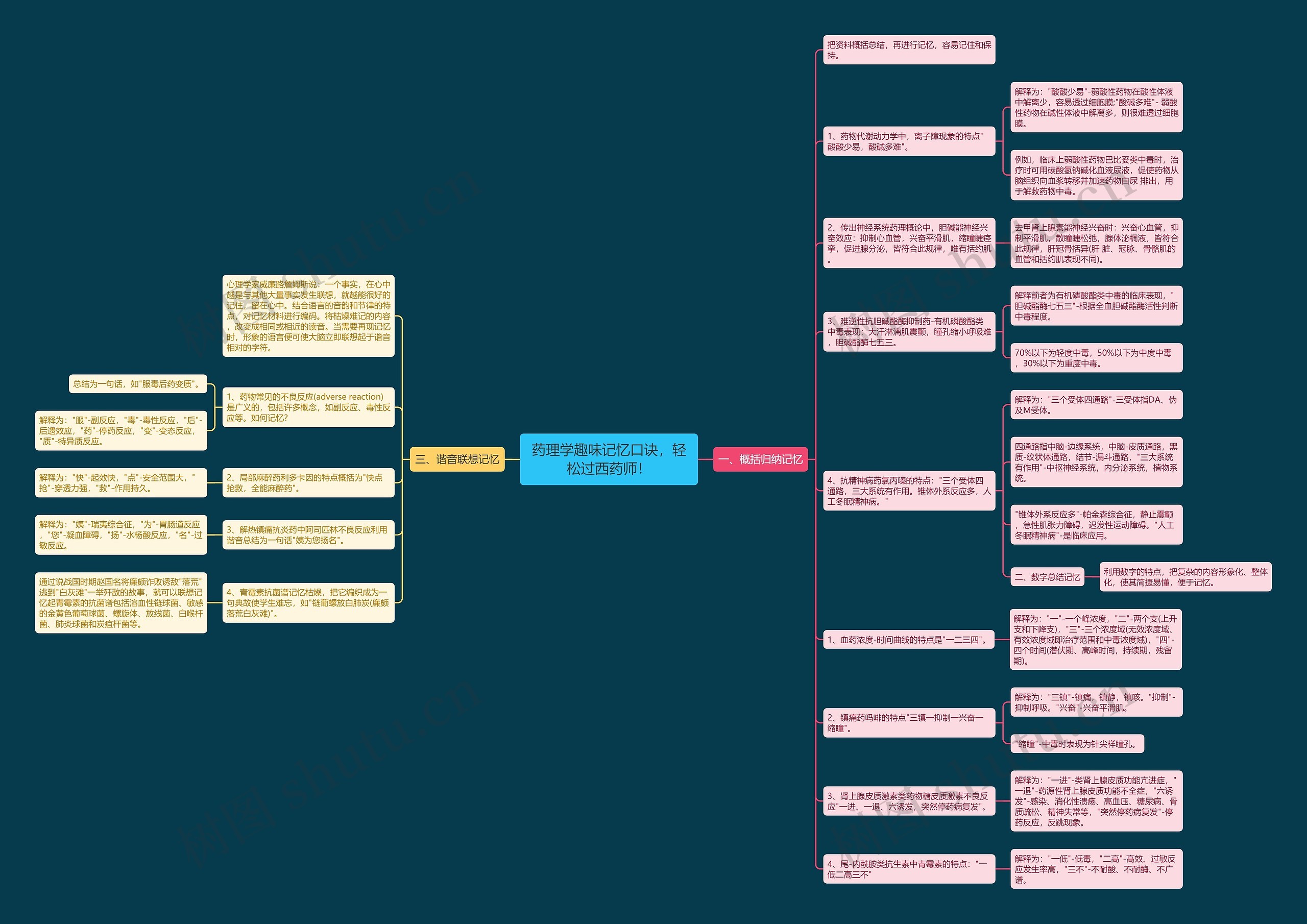 药理学趣味记忆口诀，轻松过西药师！思维导图
