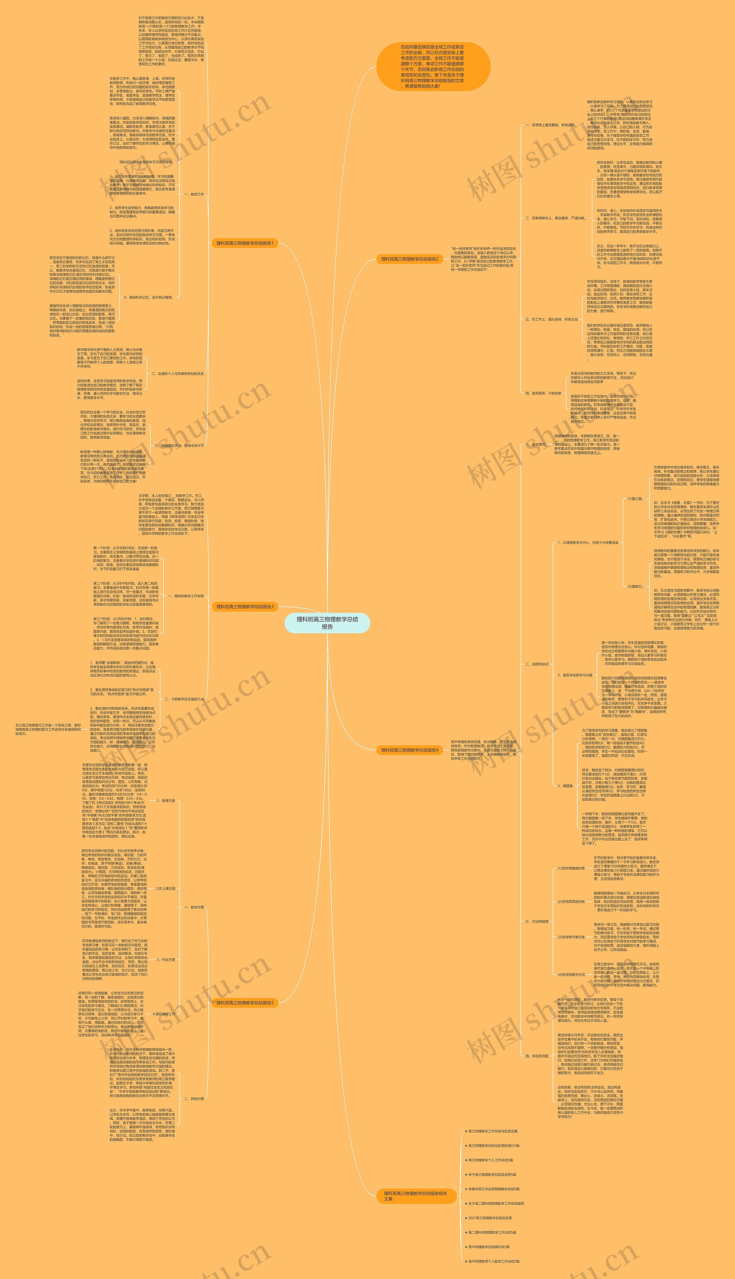 理科班高三物理教学总结报告思维导图