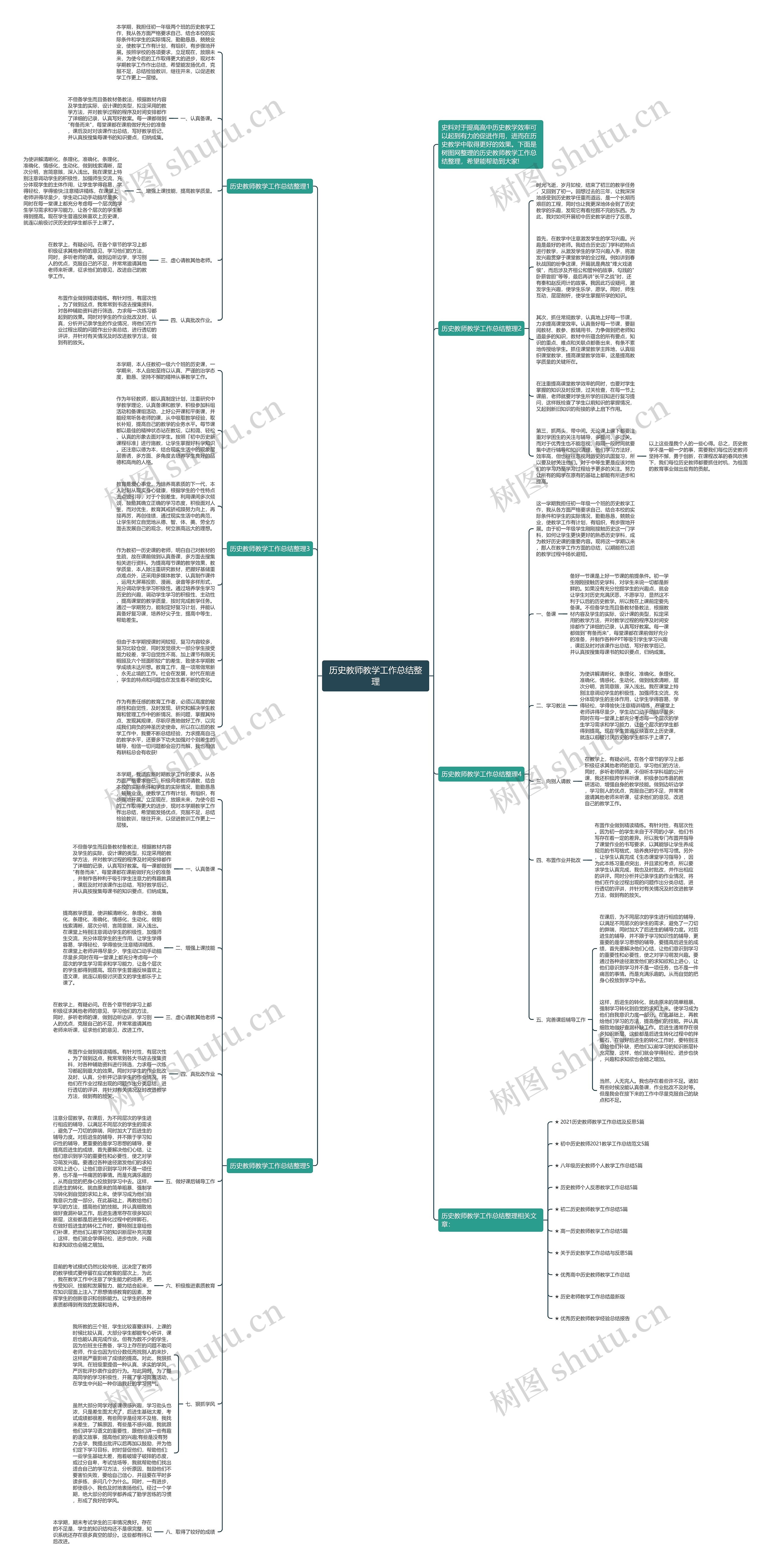 历史教师教学工作总结整理思维导图