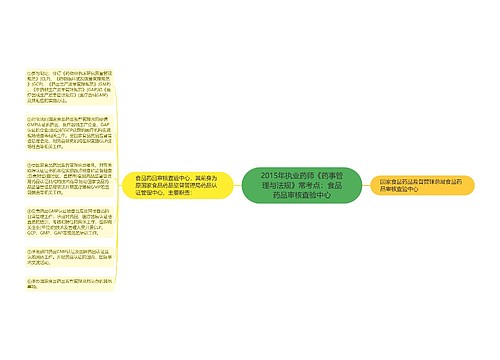 2015年执业药师《药事管理与法规》常考点：食品药品审核查验中心