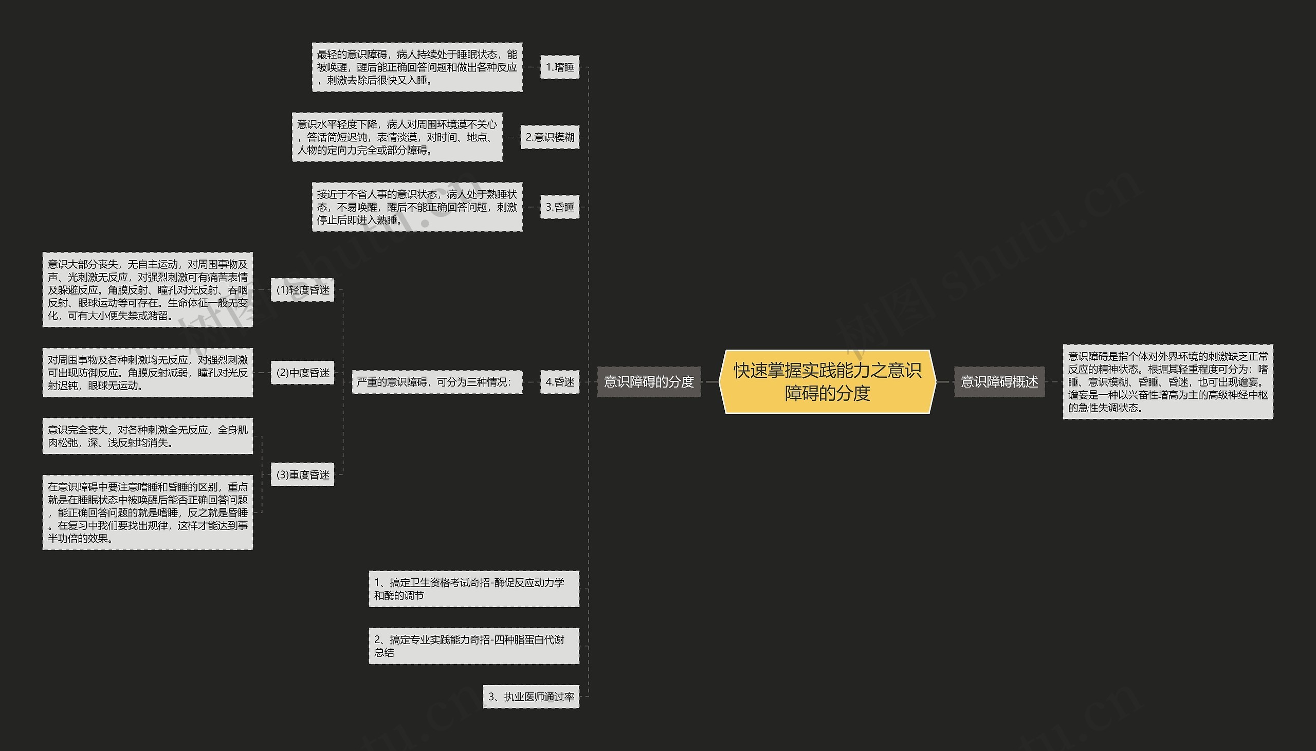快速掌握实践能力之意识障碍的分度思维导图