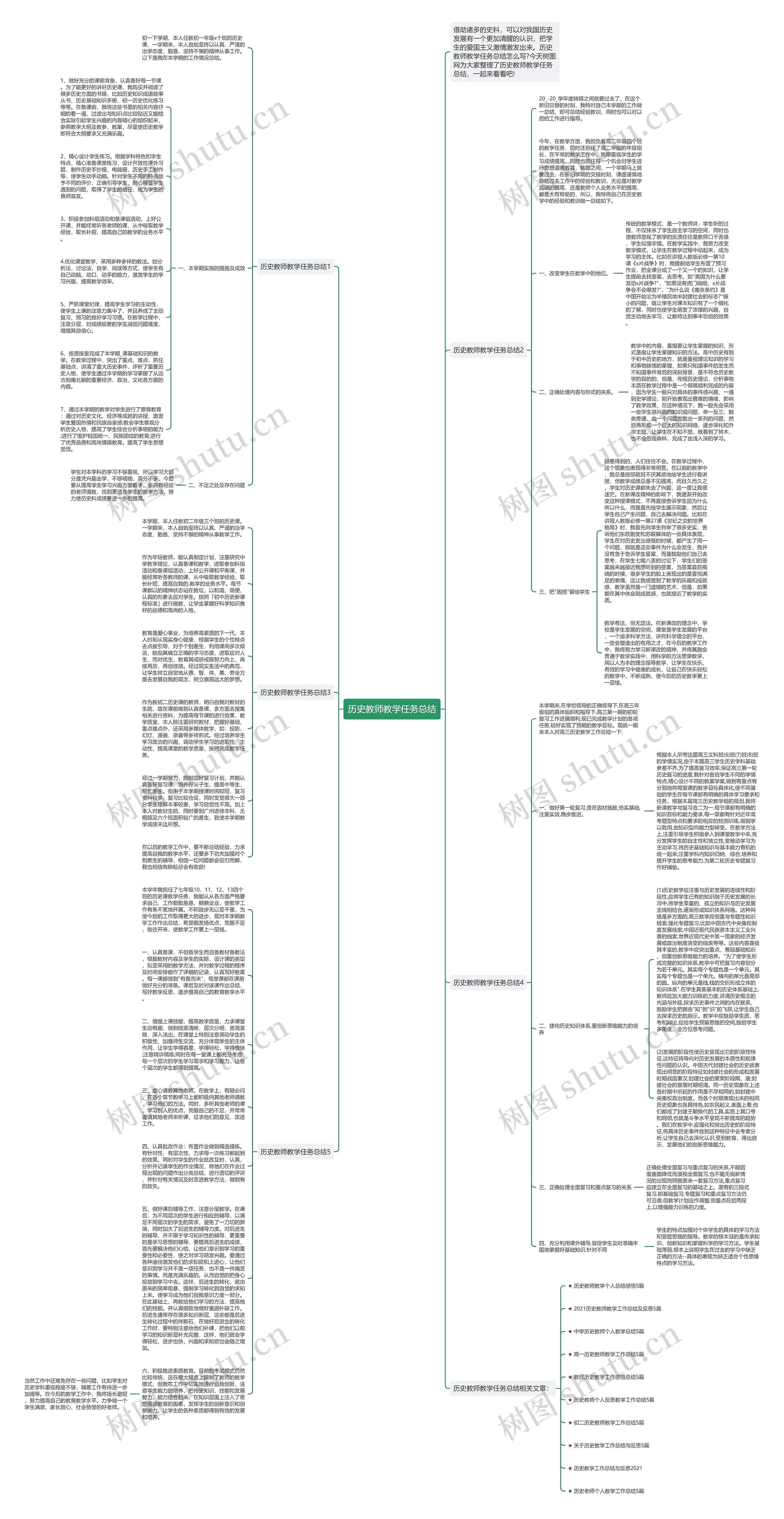 历史教师教学任务总结思维导图