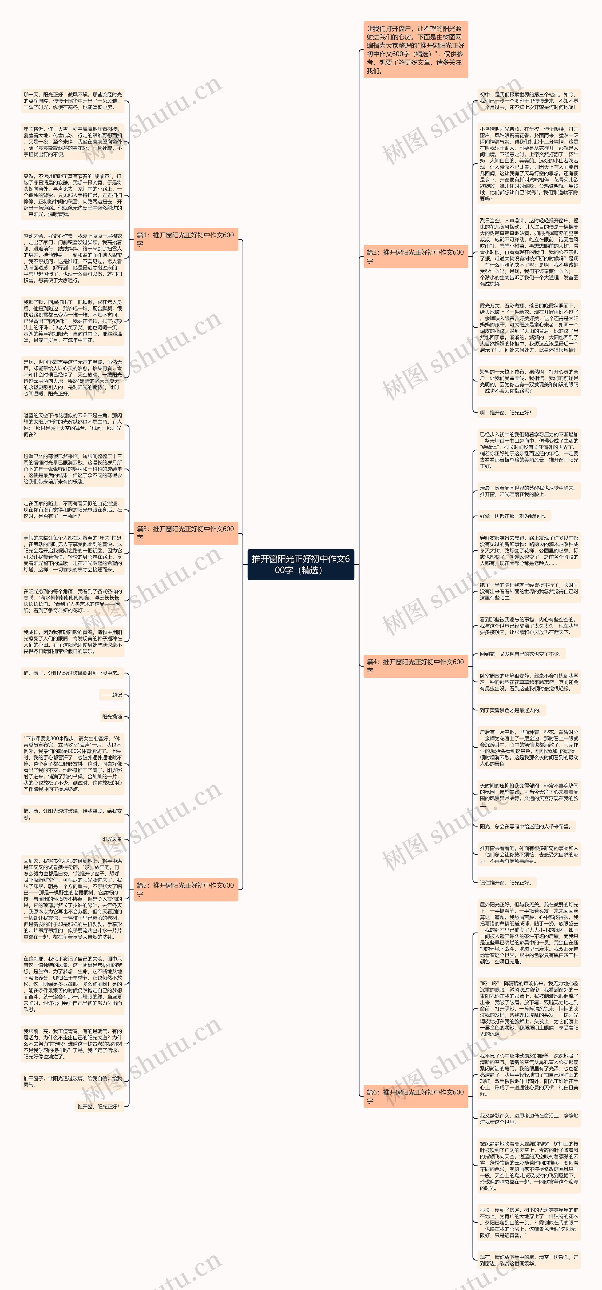 推开窗阳光正好初中作文600字（精选）思维导图