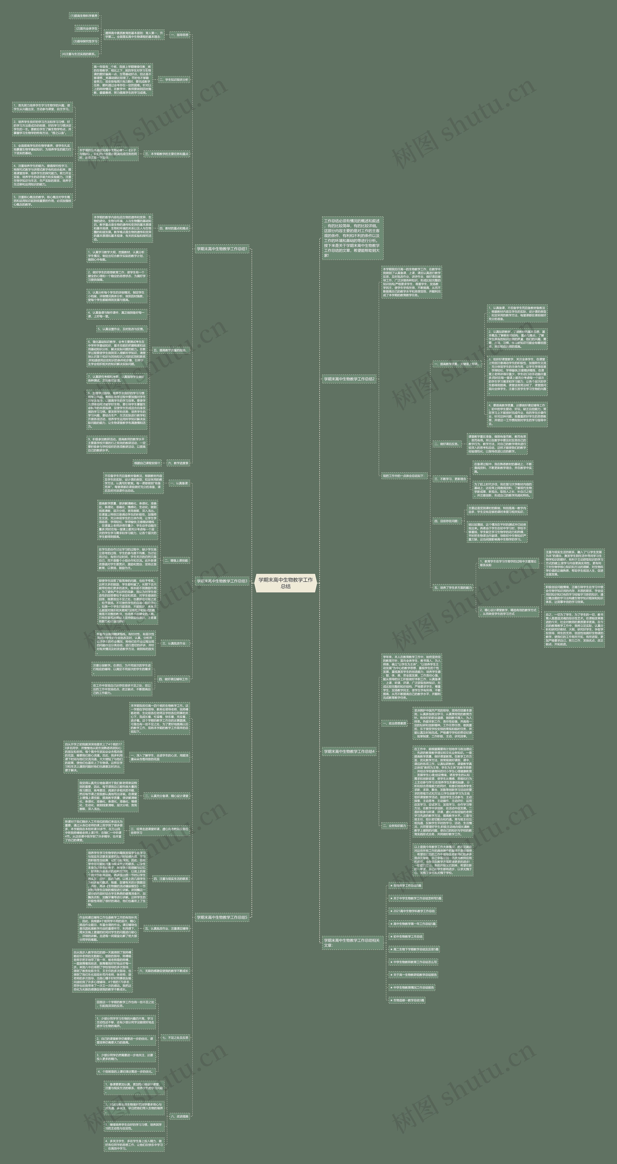 学期末高中生物教学工作总结思维导图