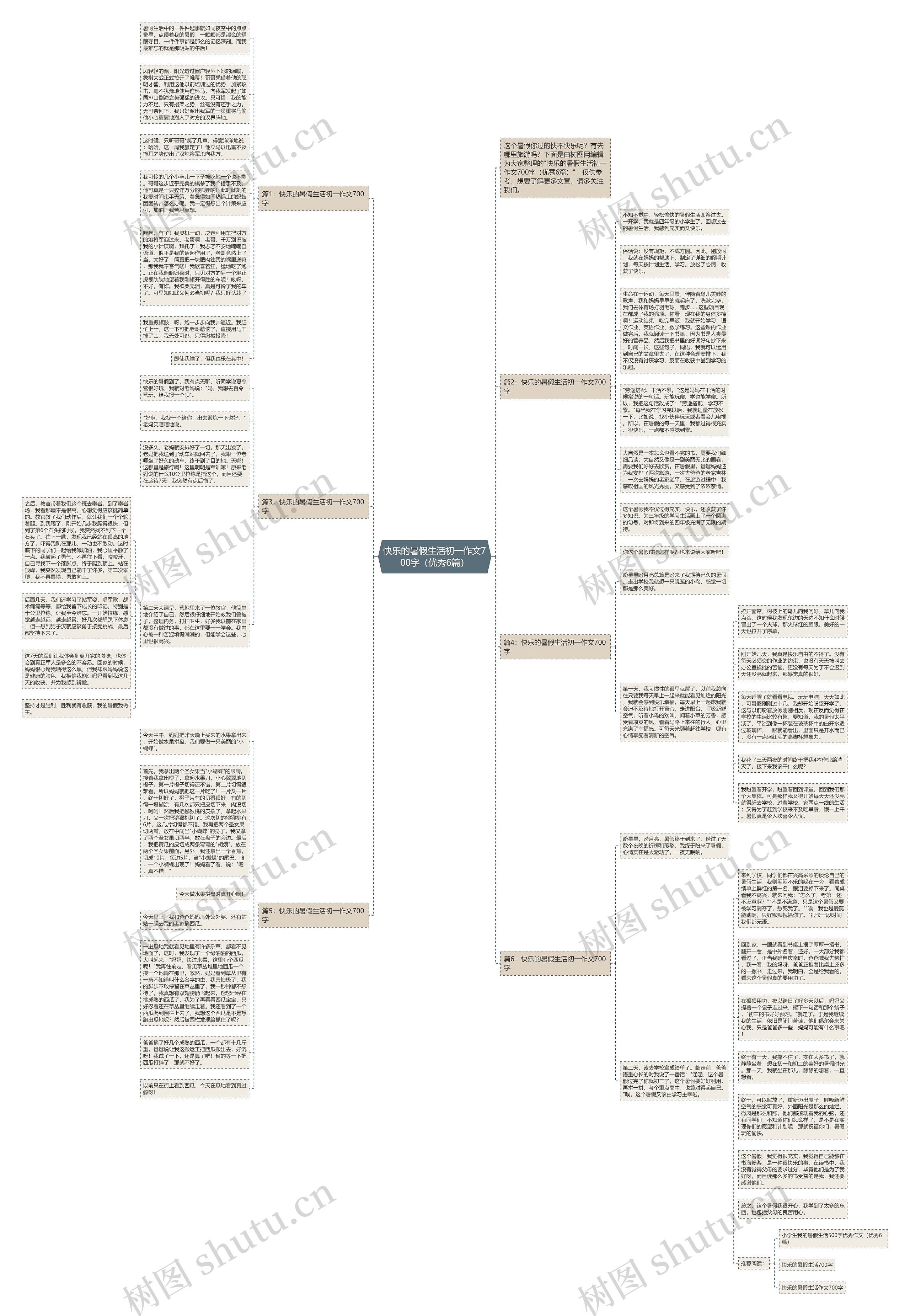 快乐的暑假生活初一作文700字（优秀6篇）思维导图