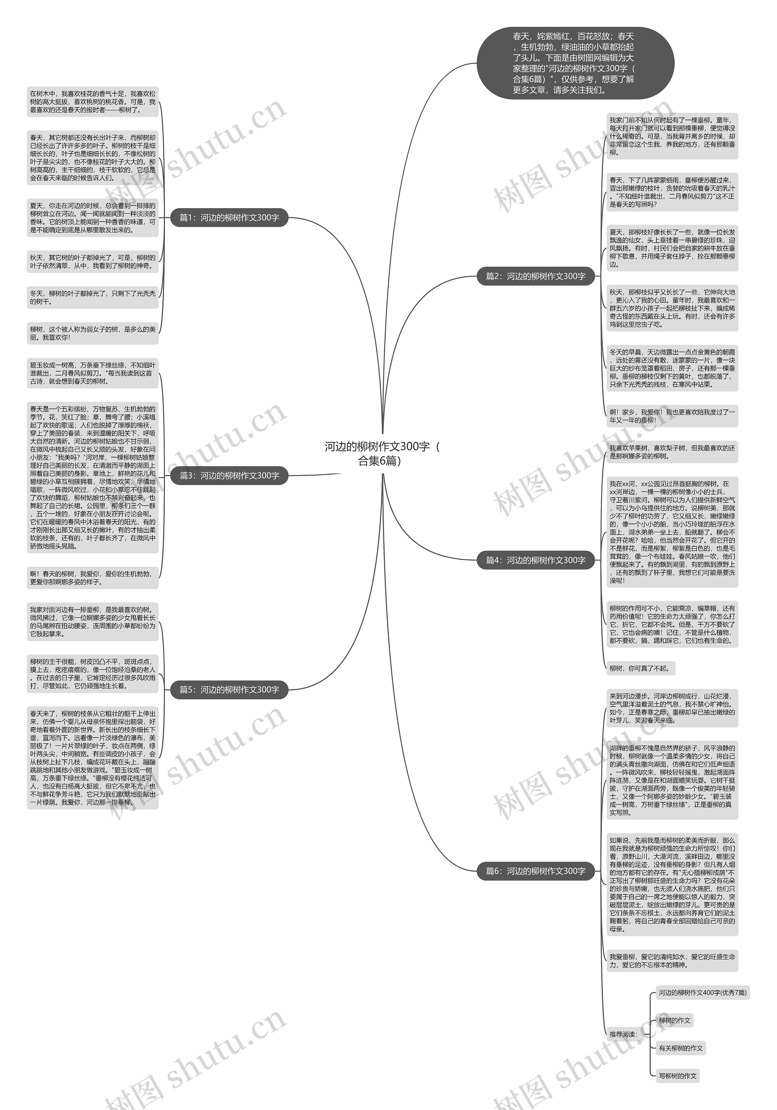 河边的柳树作文300字（合集6篇）思维导图