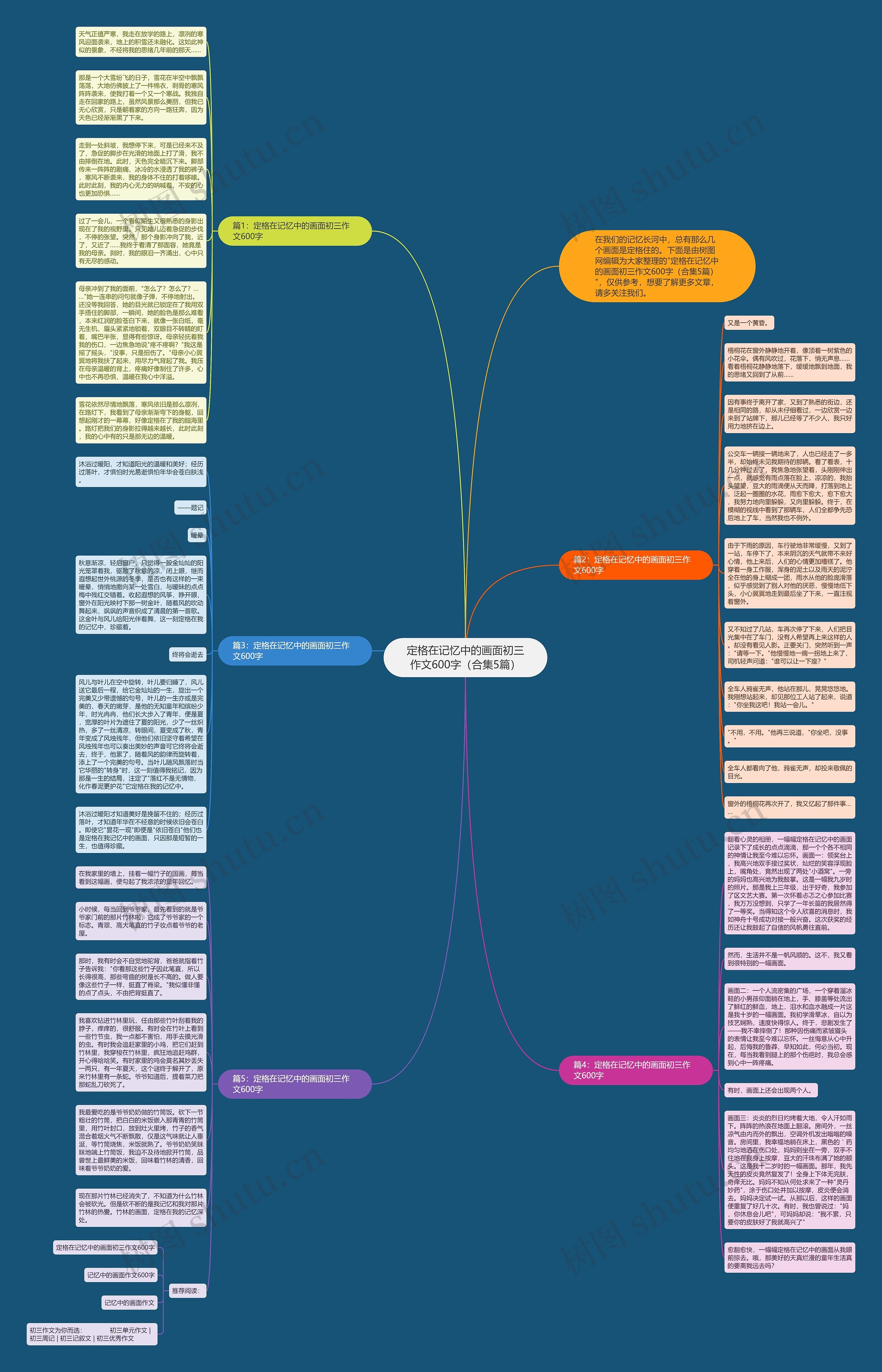 定格在记忆中的画面初三作文600字（合集5篇）思维导图