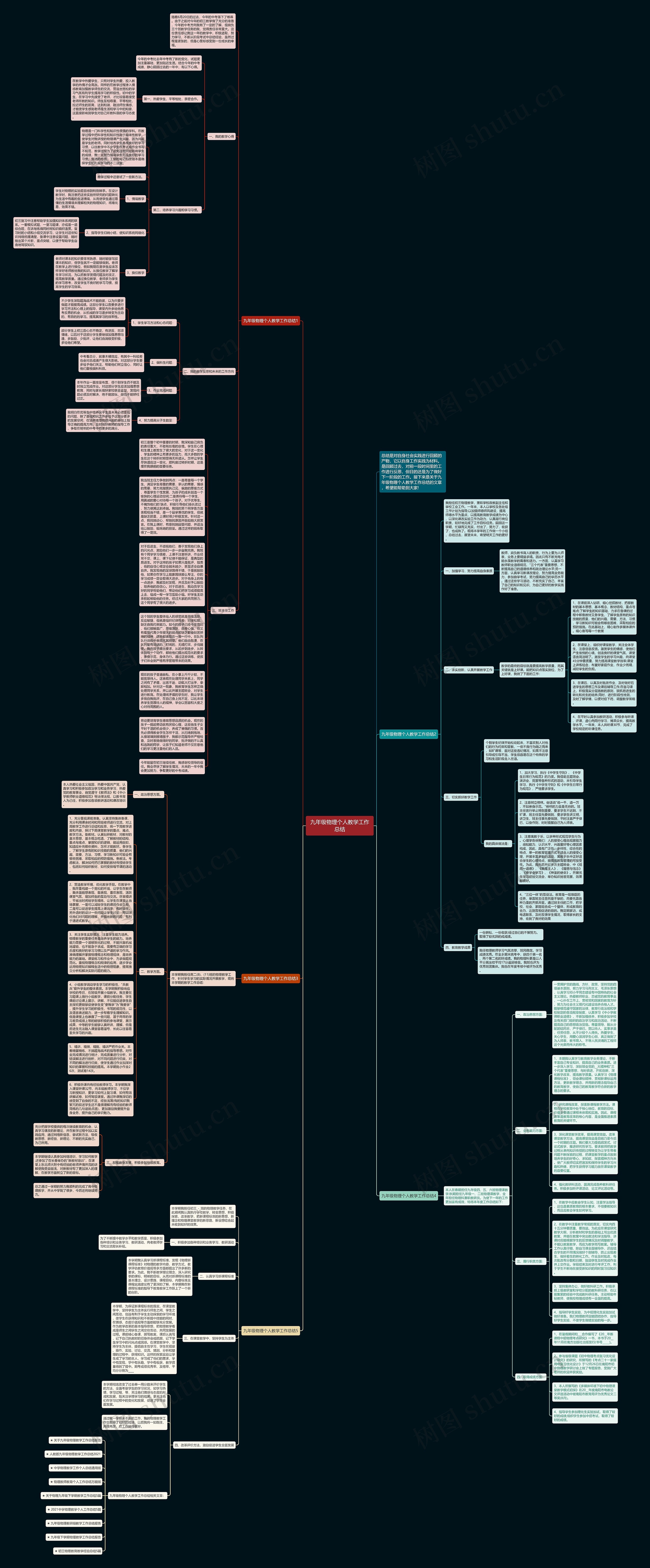 九年级物理个人教学工作总结思维导图
