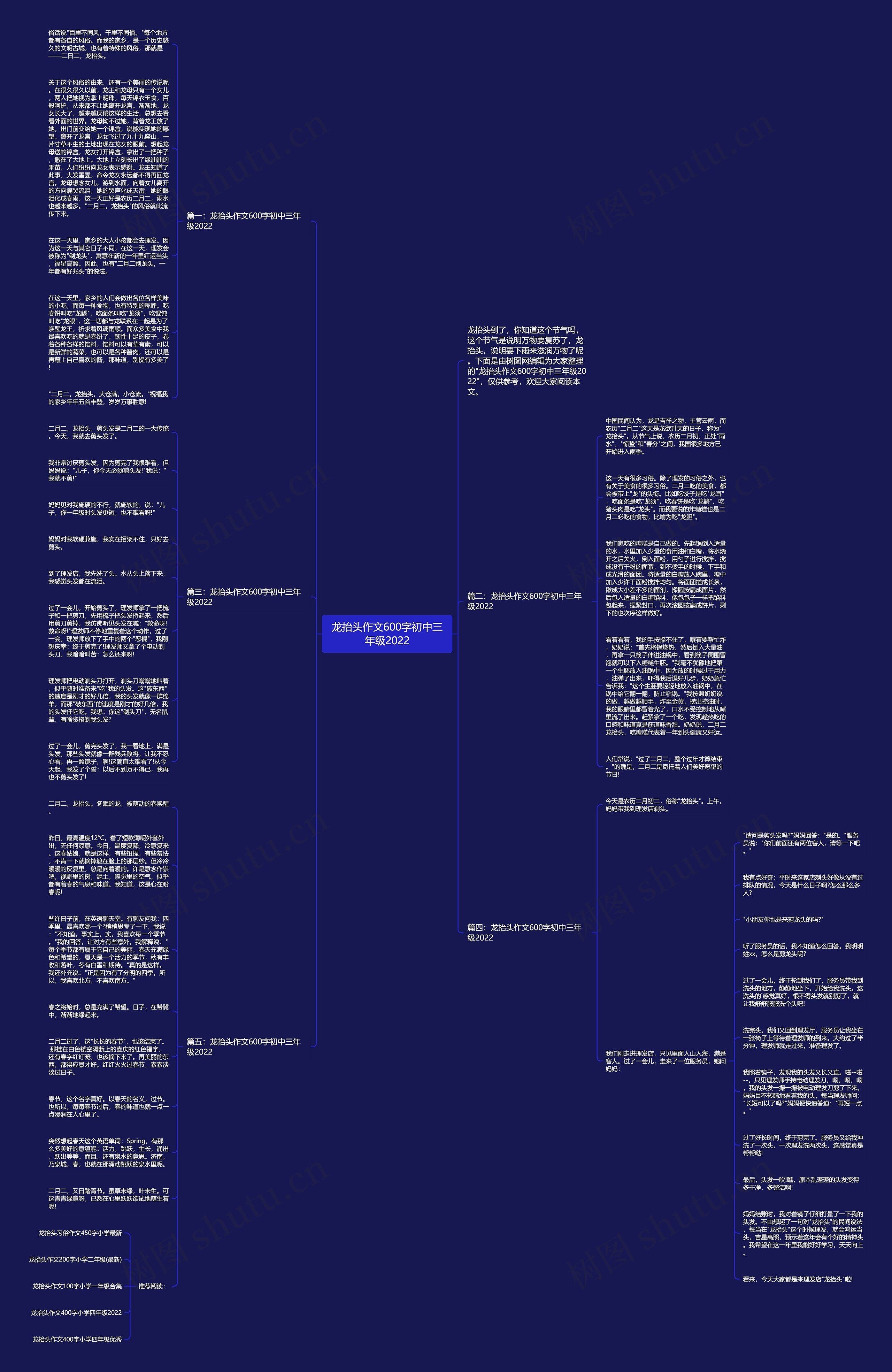 龙抬头作文600字初中三年级2022思维导图