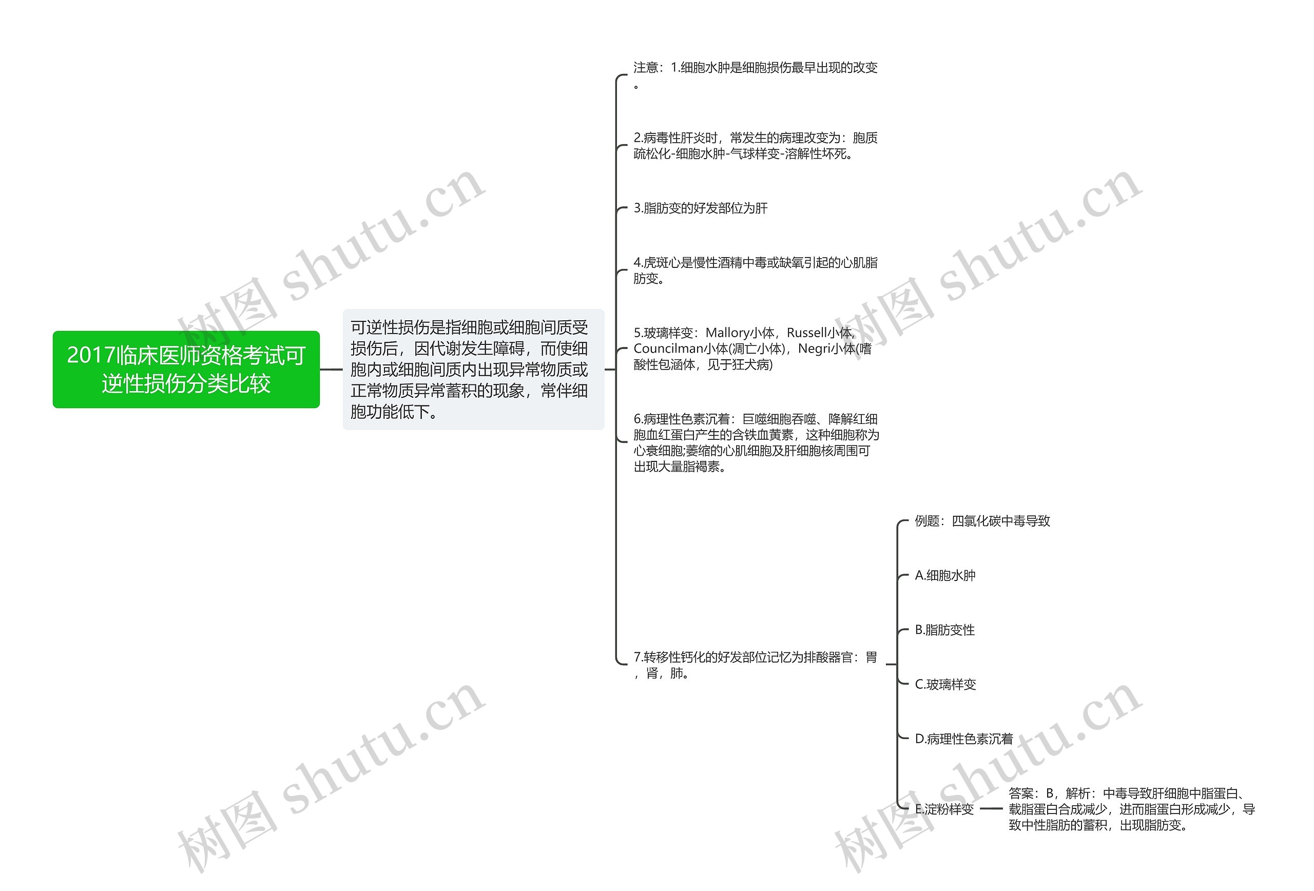 2017临床医师资格考试可逆性损伤分类比较