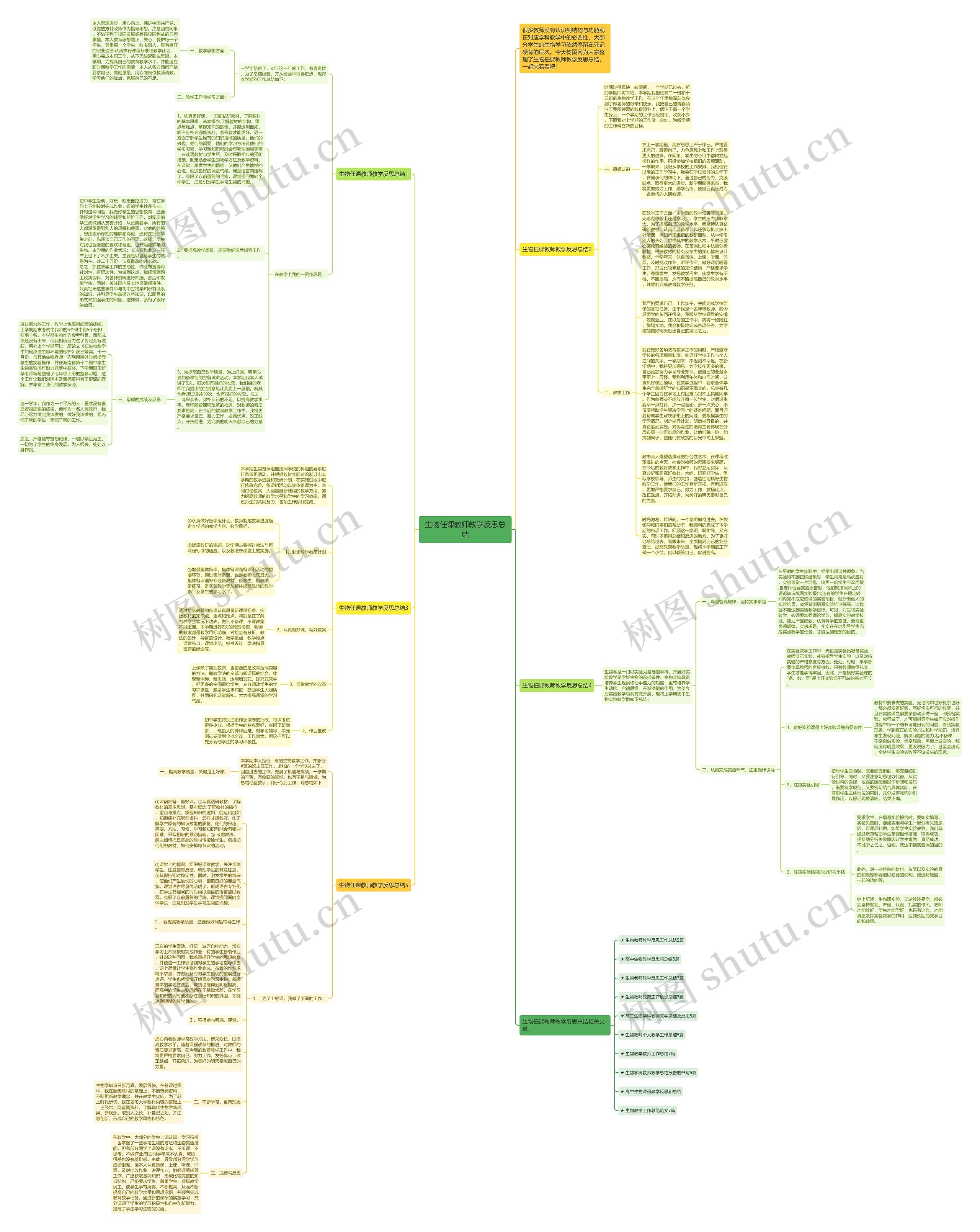 生物任课教师教学反思总结思维导图