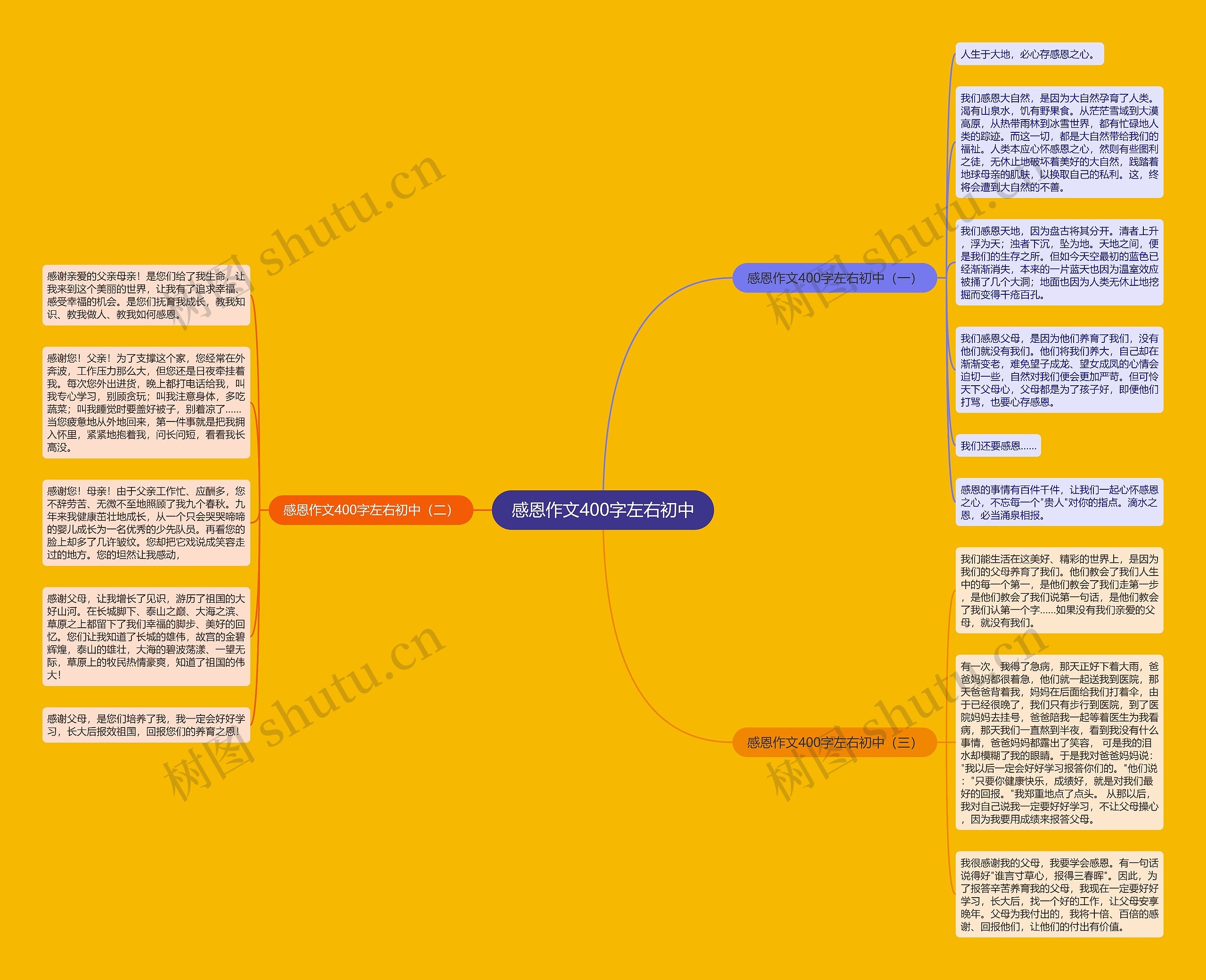 感恩作文400字左右初中思维导图