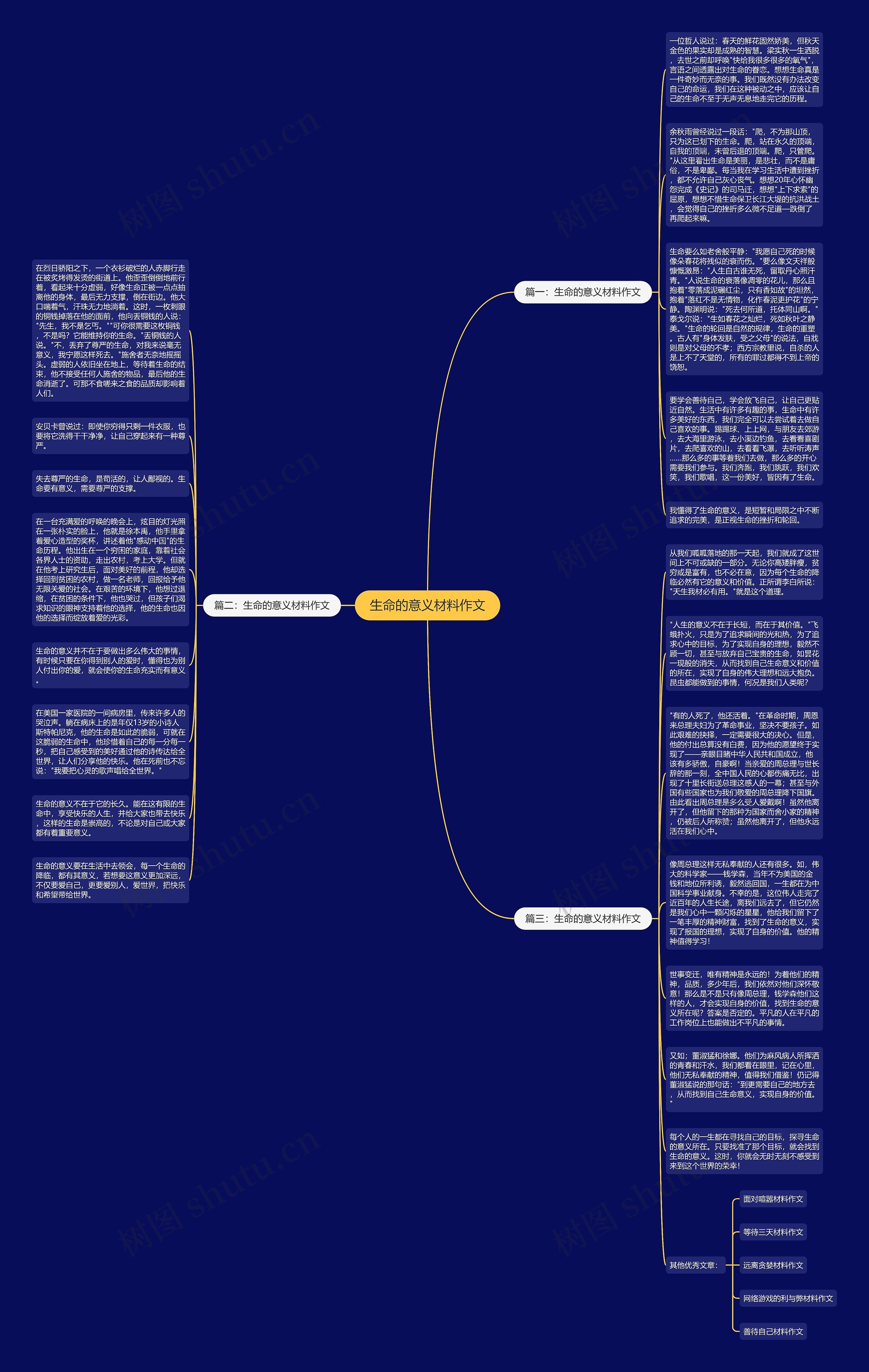 生命的意义材料作文思维导图