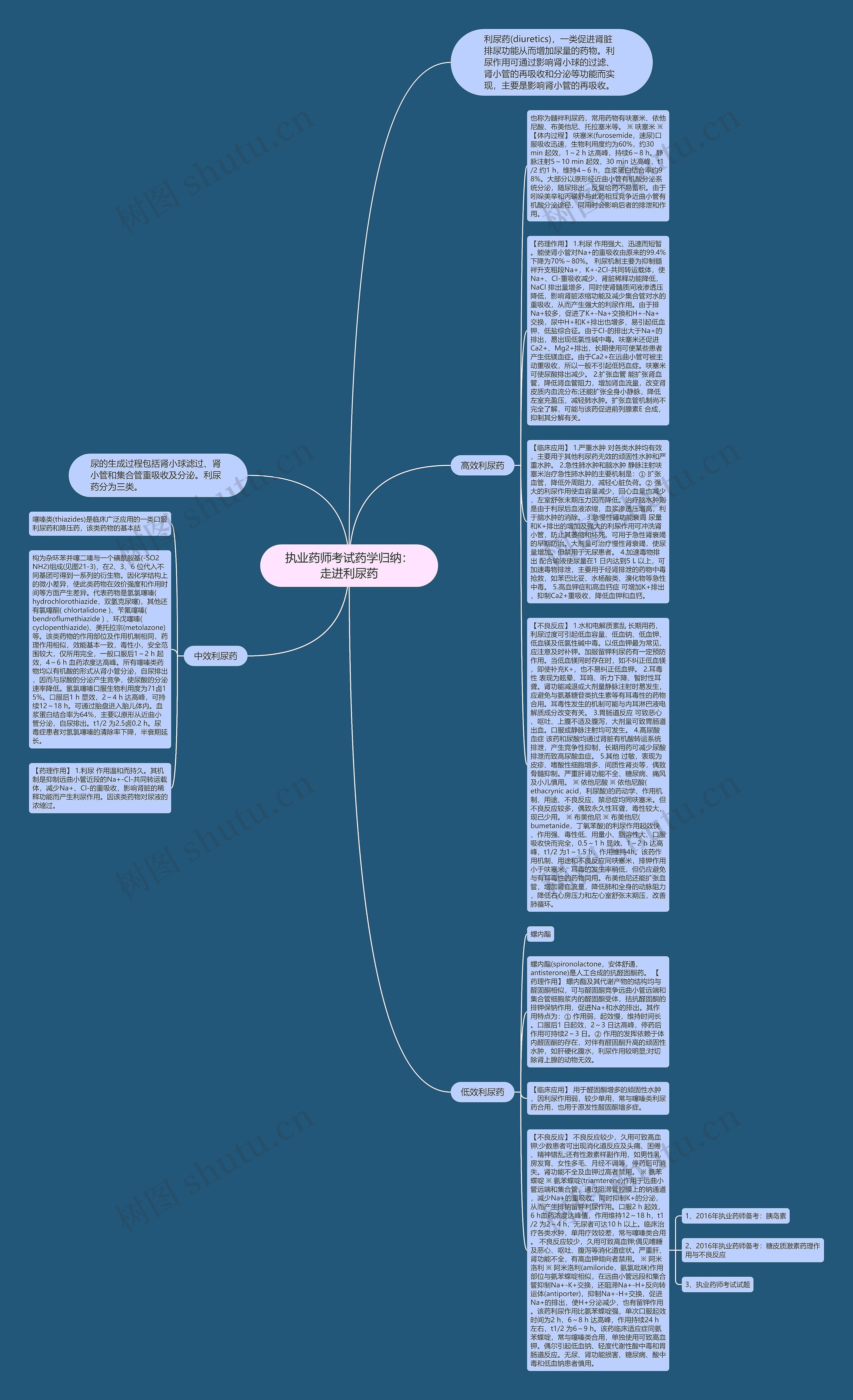 执业药师考试药学归纳：走进利尿药思维导图
