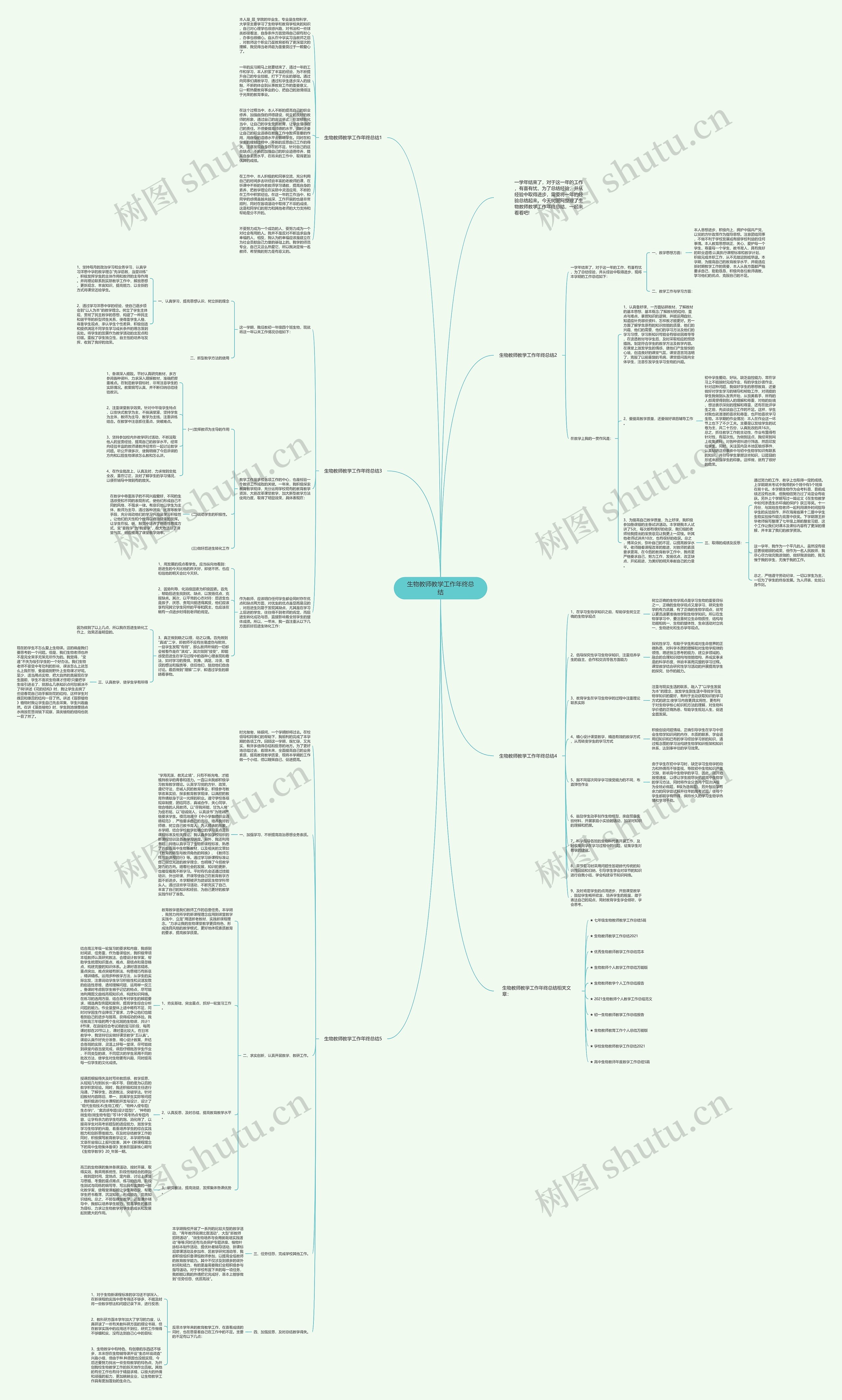生物教师教学工作年终总结思维导图