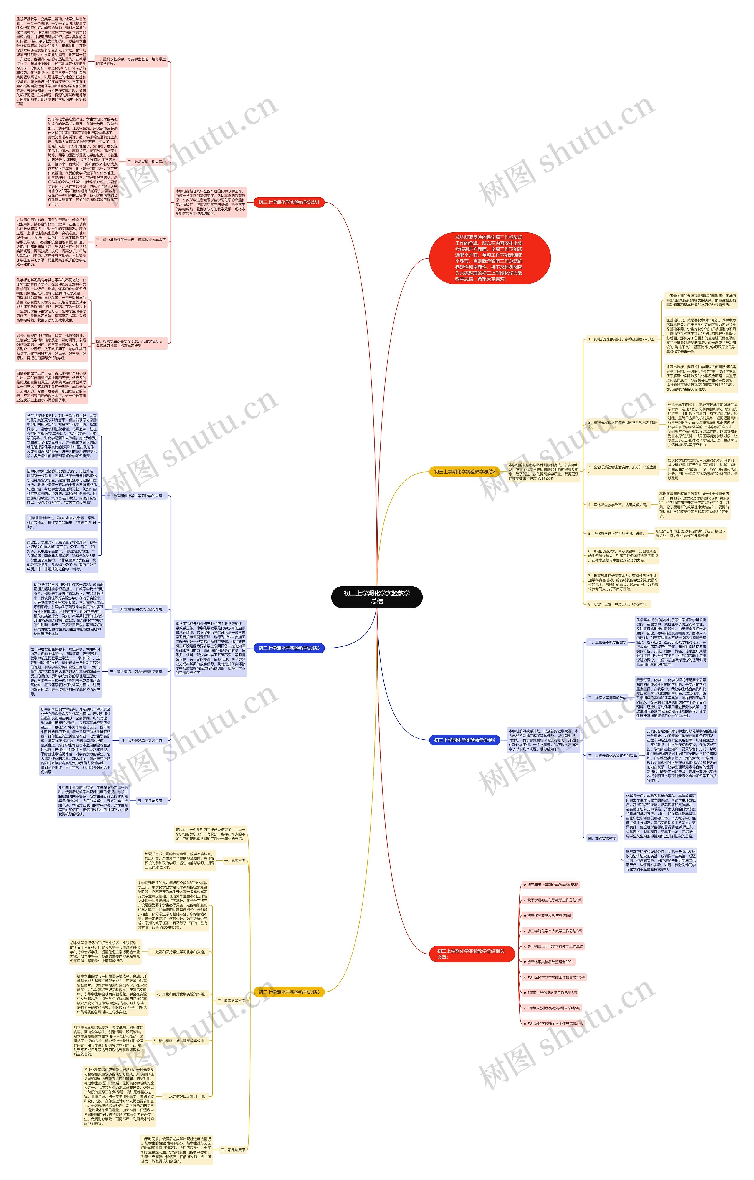 初三上学期化学实验教学总结思维导图