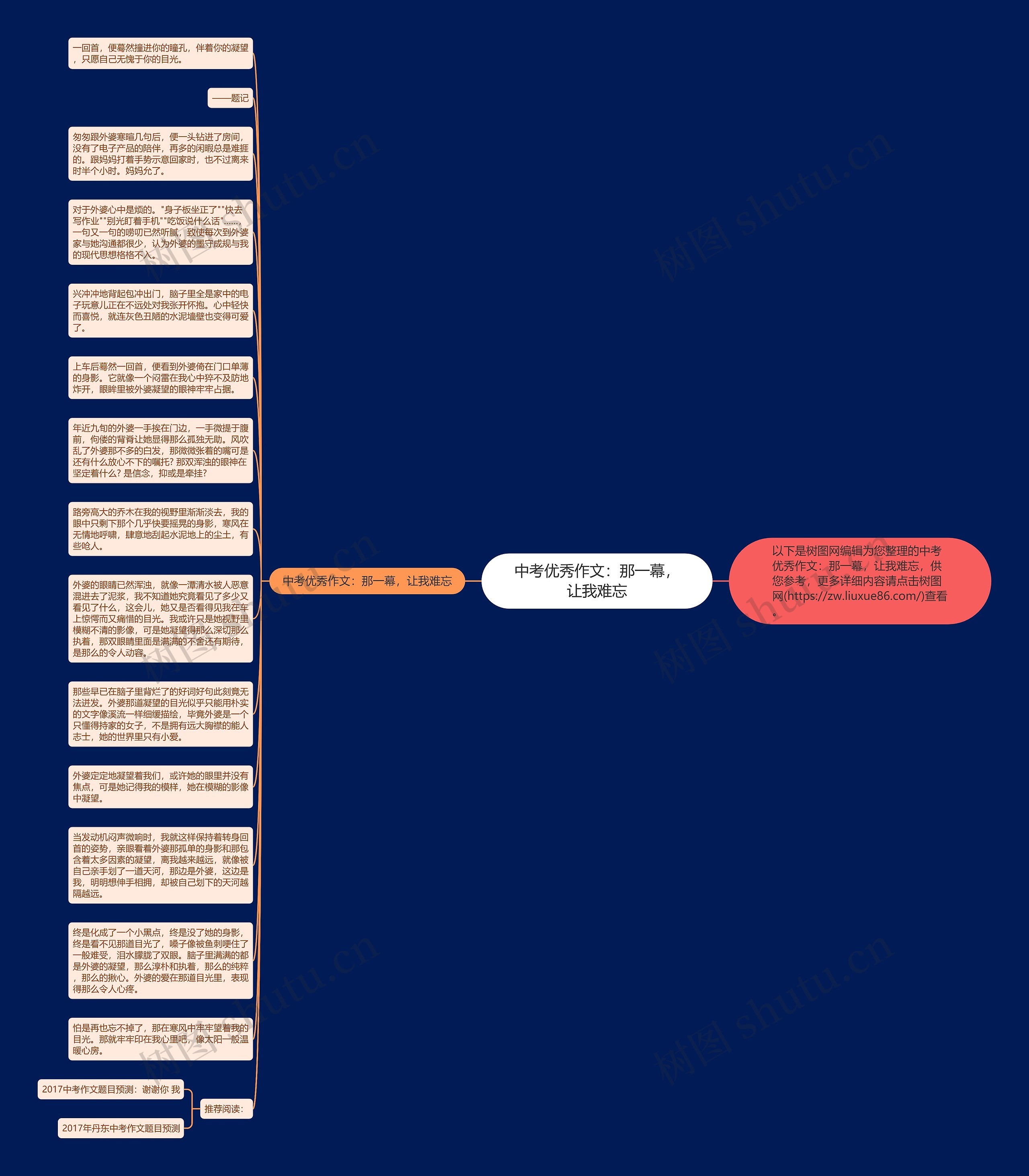 中考优秀作文：那一幕，让我难忘思维导图
