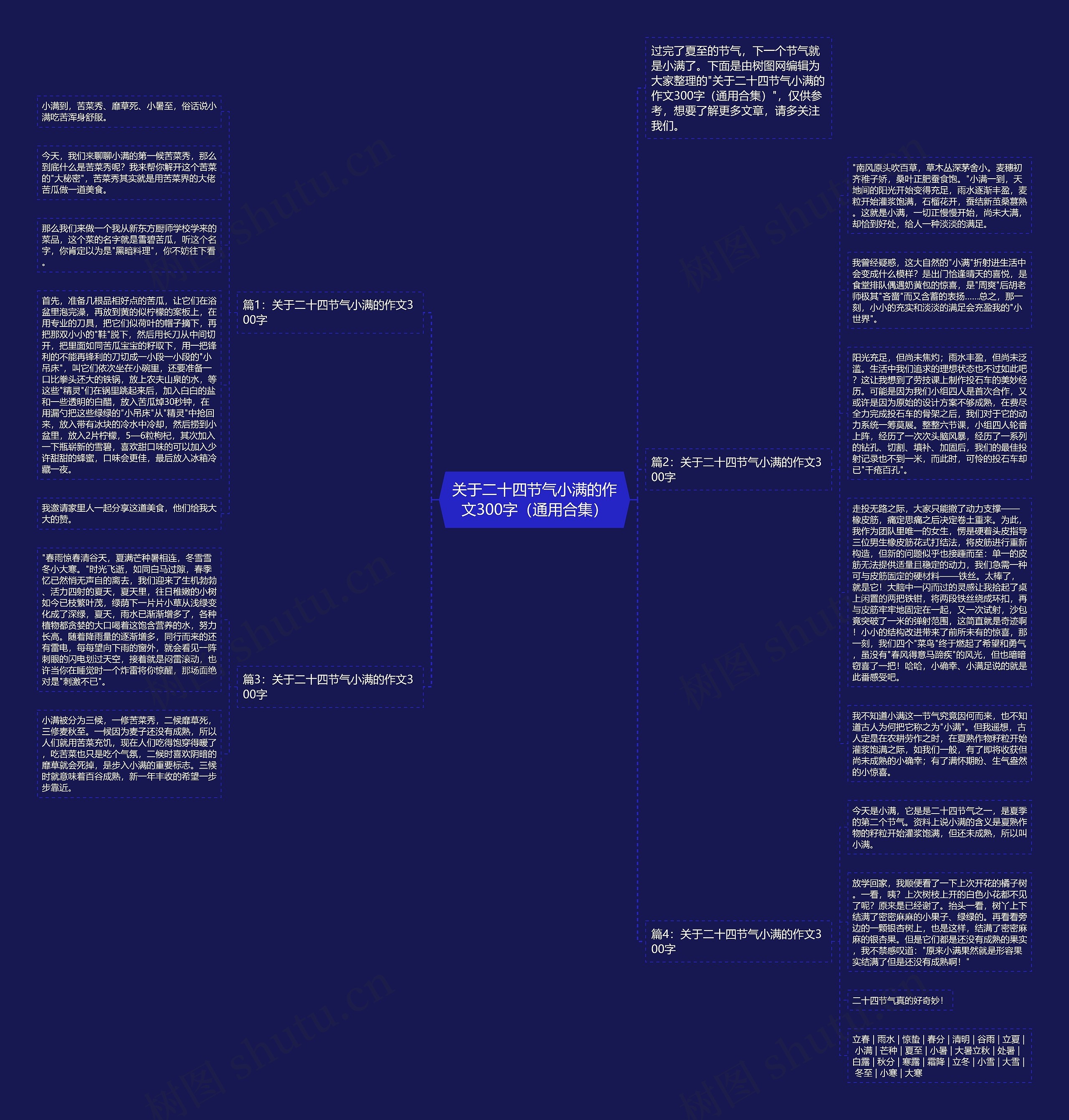 关于二十四节气小满的作文300字（通用合集）思维导图