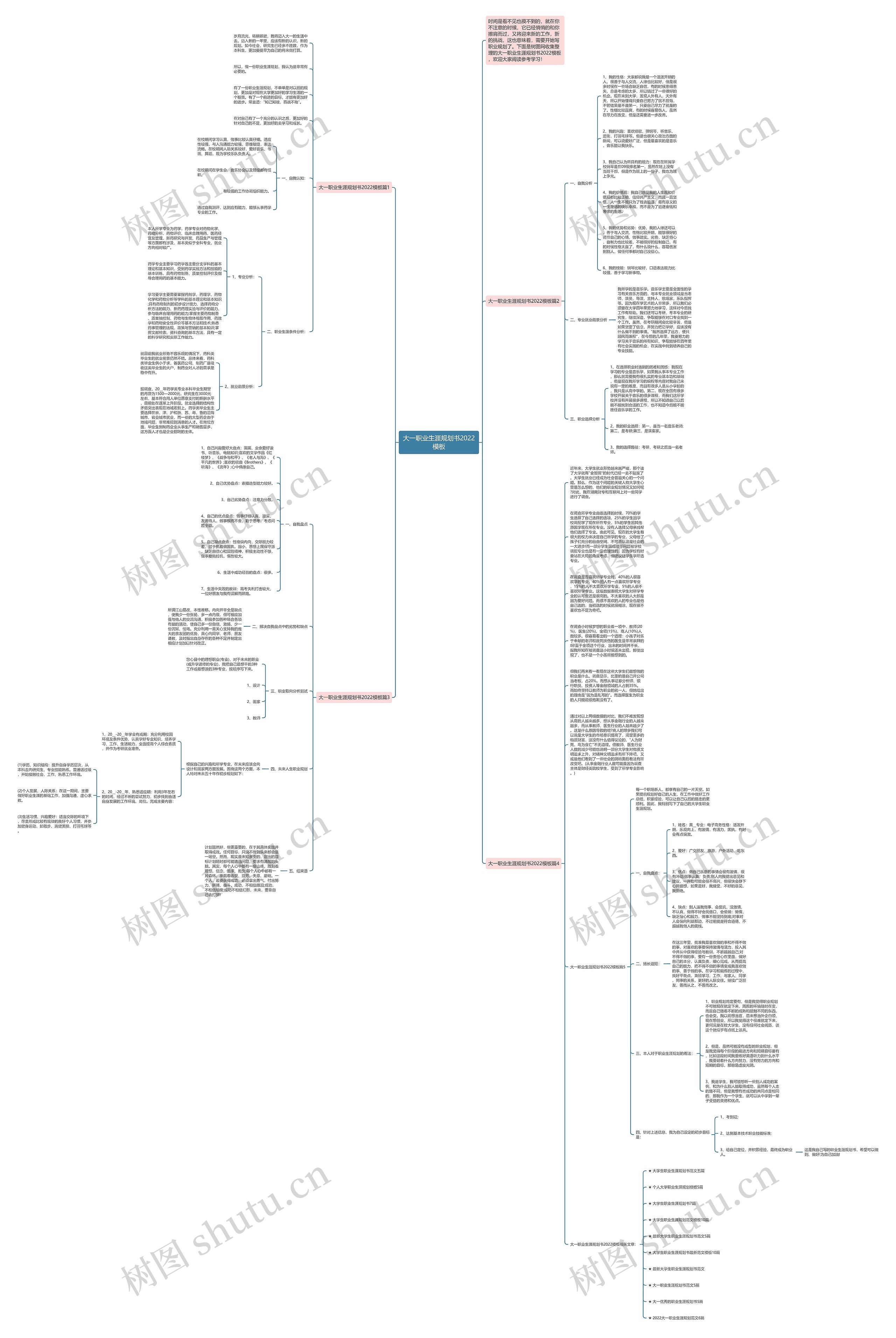 大一职业生涯规划书2022思维导图