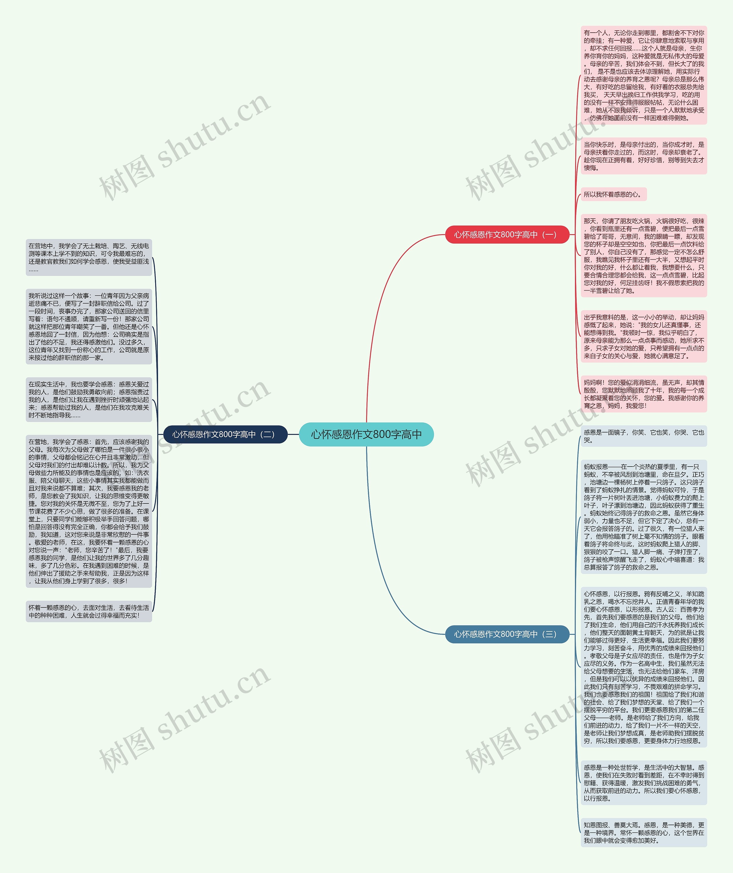 心怀感恩作文800字高中思维导图
