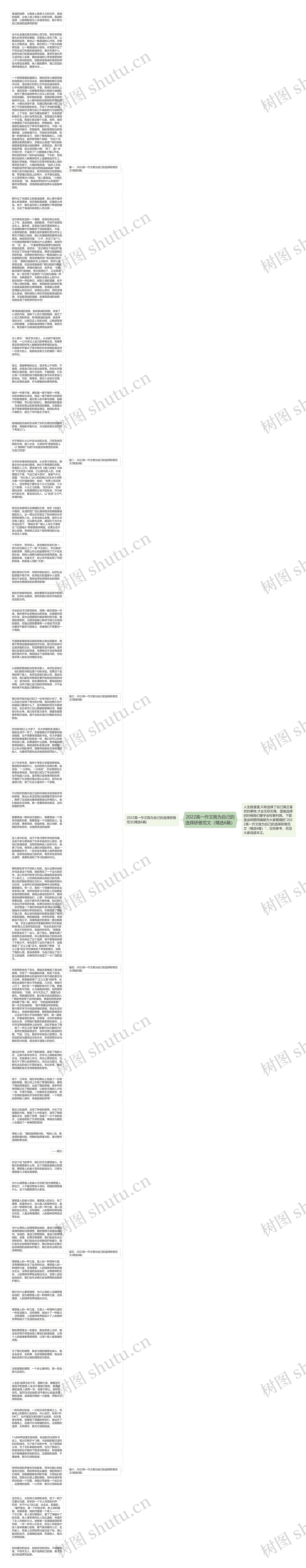 2022高一作文我为自己的选择骄傲范文（精选6篇）思维导图