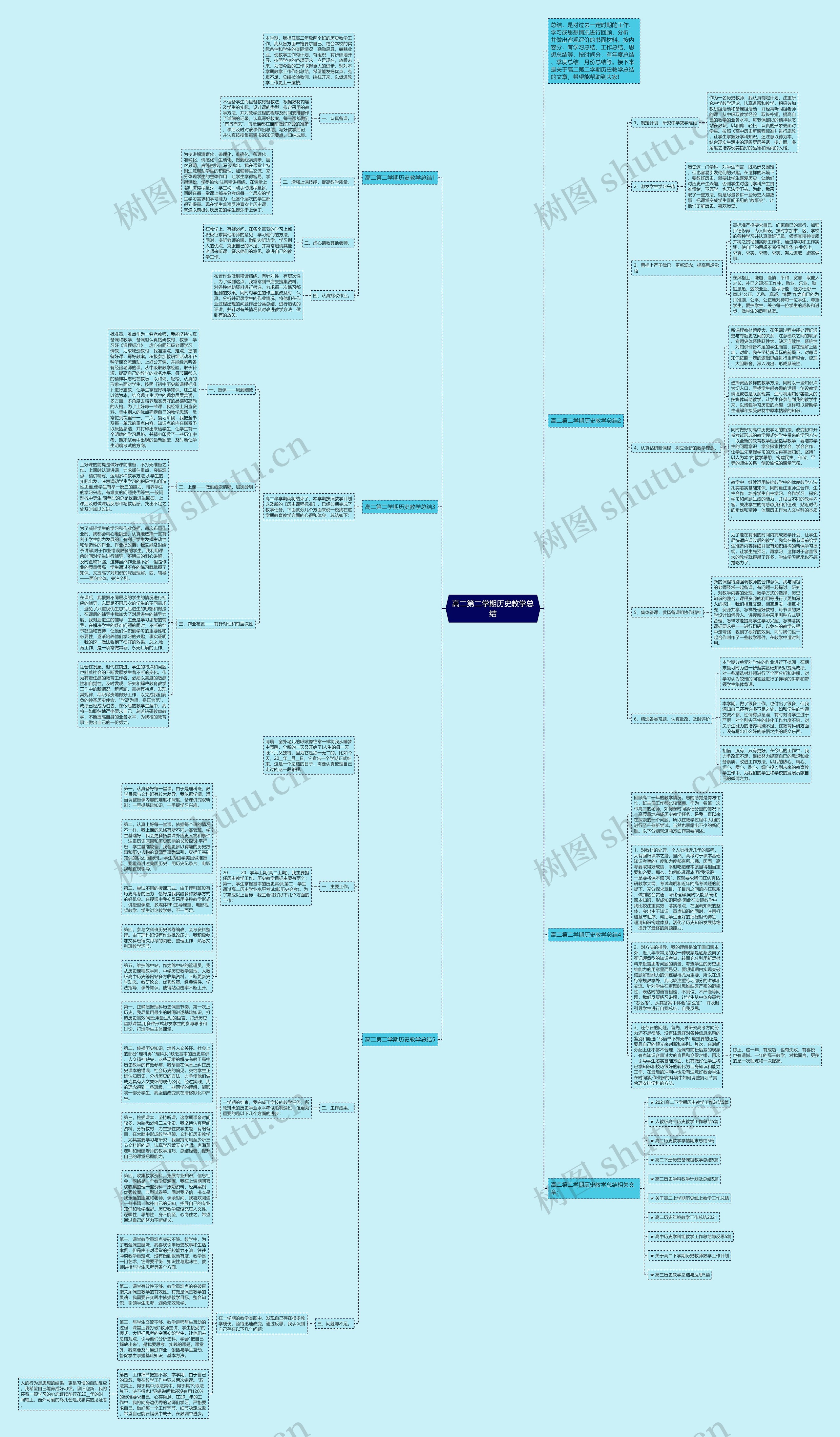 高二第二学期历史教学总结思维导图