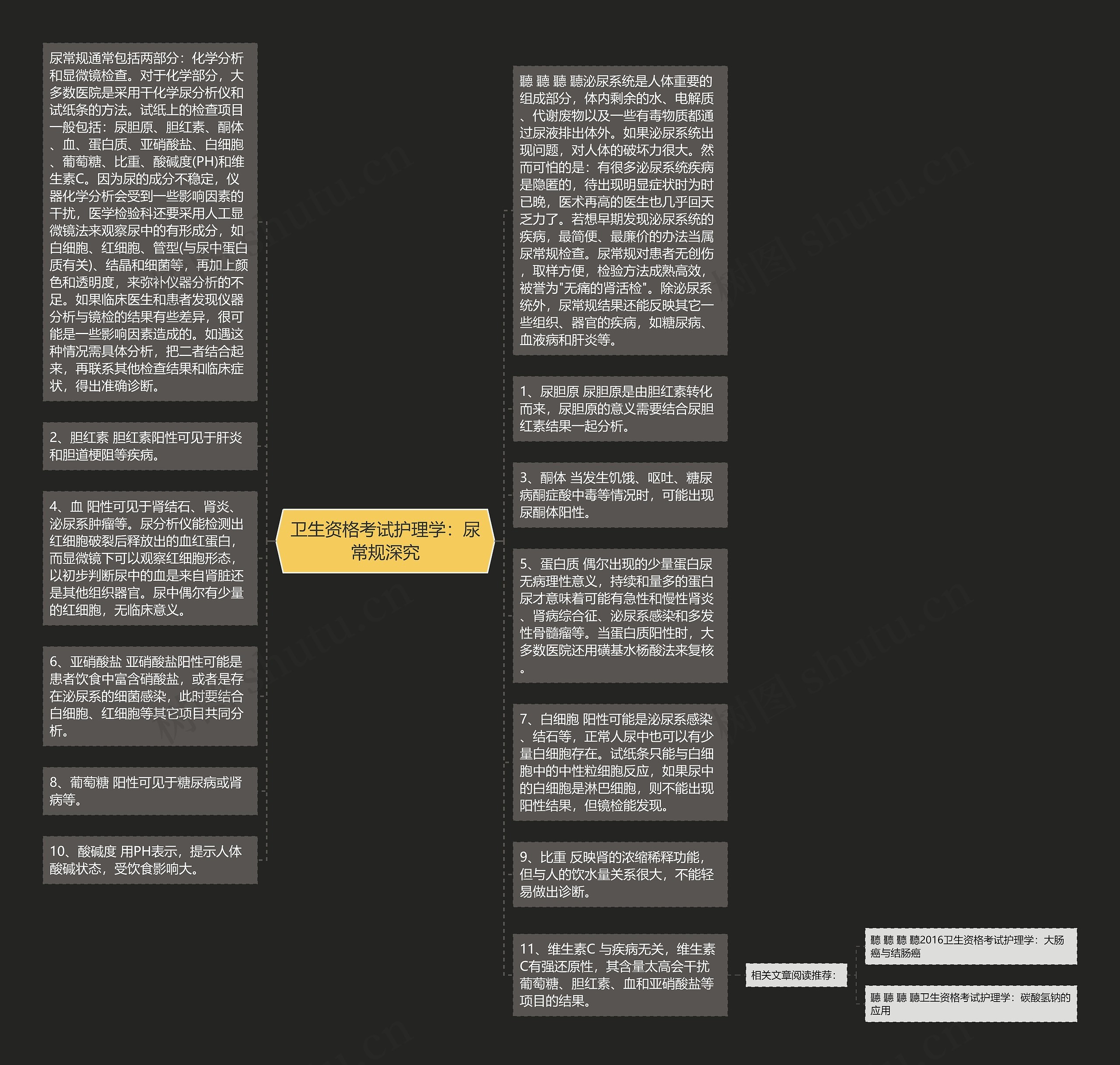 卫生资格考试护理学：尿常规深究思维导图